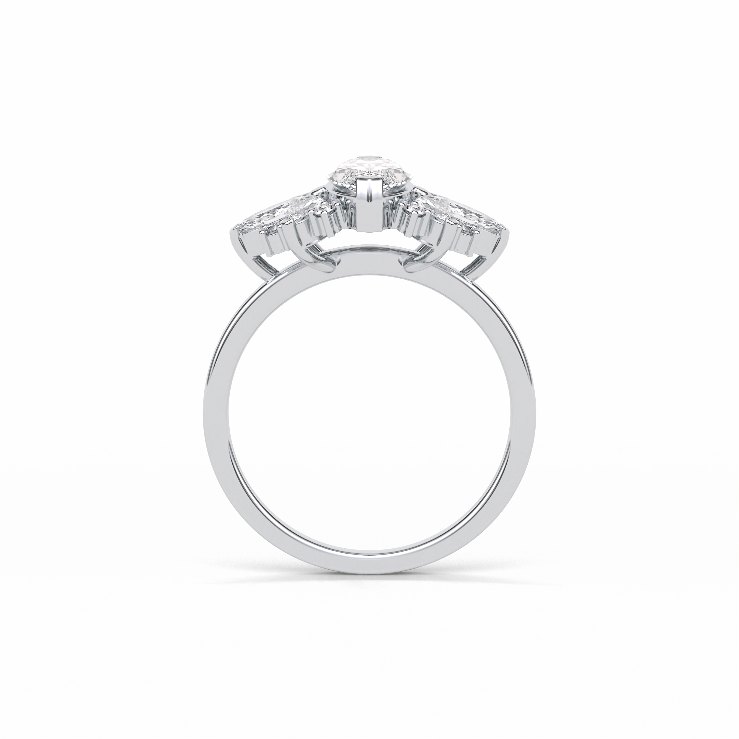 Marquise Cluster Lab Grown Diamond Engagement Ring
