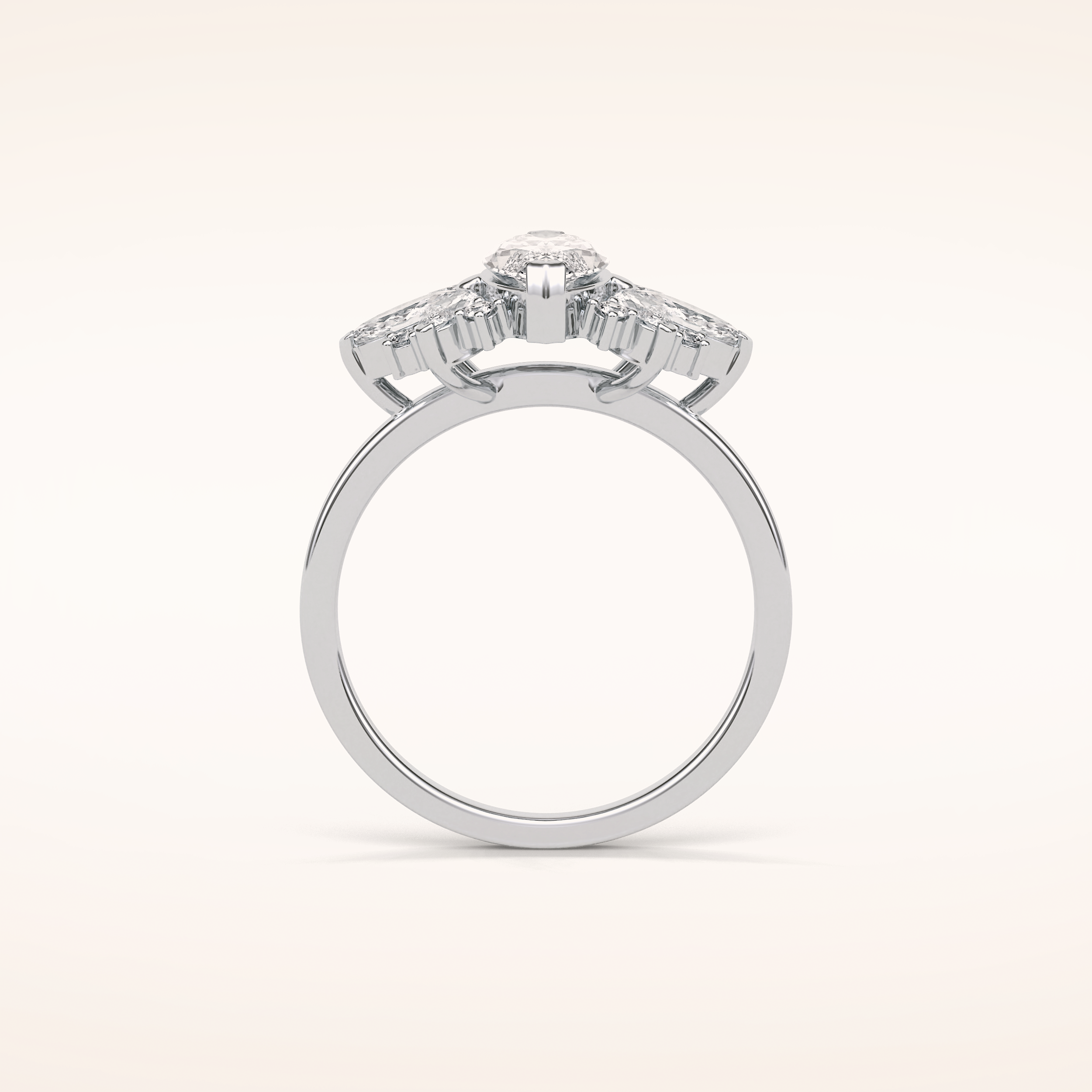 1 CT Marquise Shaped Cluster Moissanite Engagement Ring