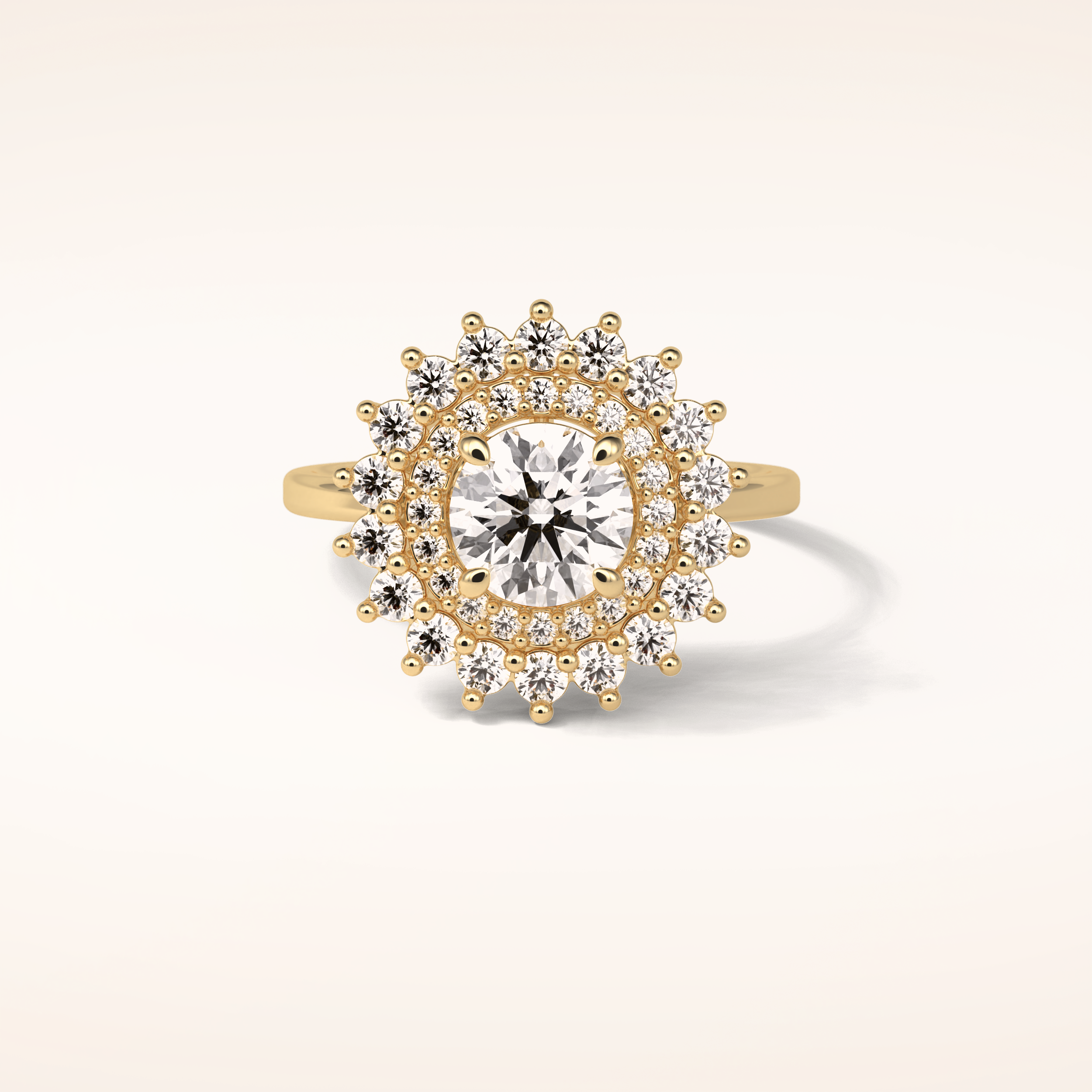 1 CT Round Shaped Double Halo Moissanite Engagement Ring