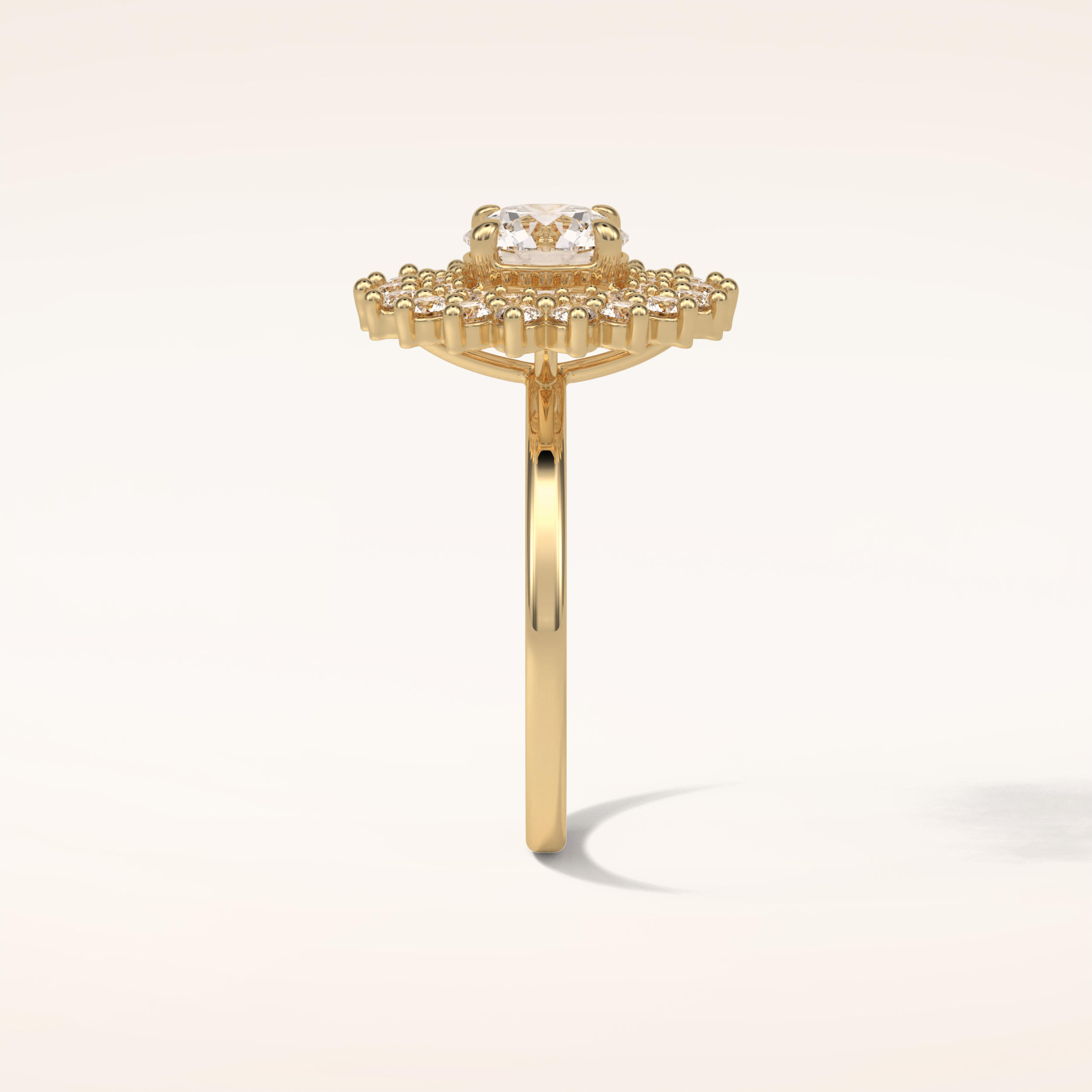 1 CT Round Shaped Double Halo Moissanite Engagement Ring