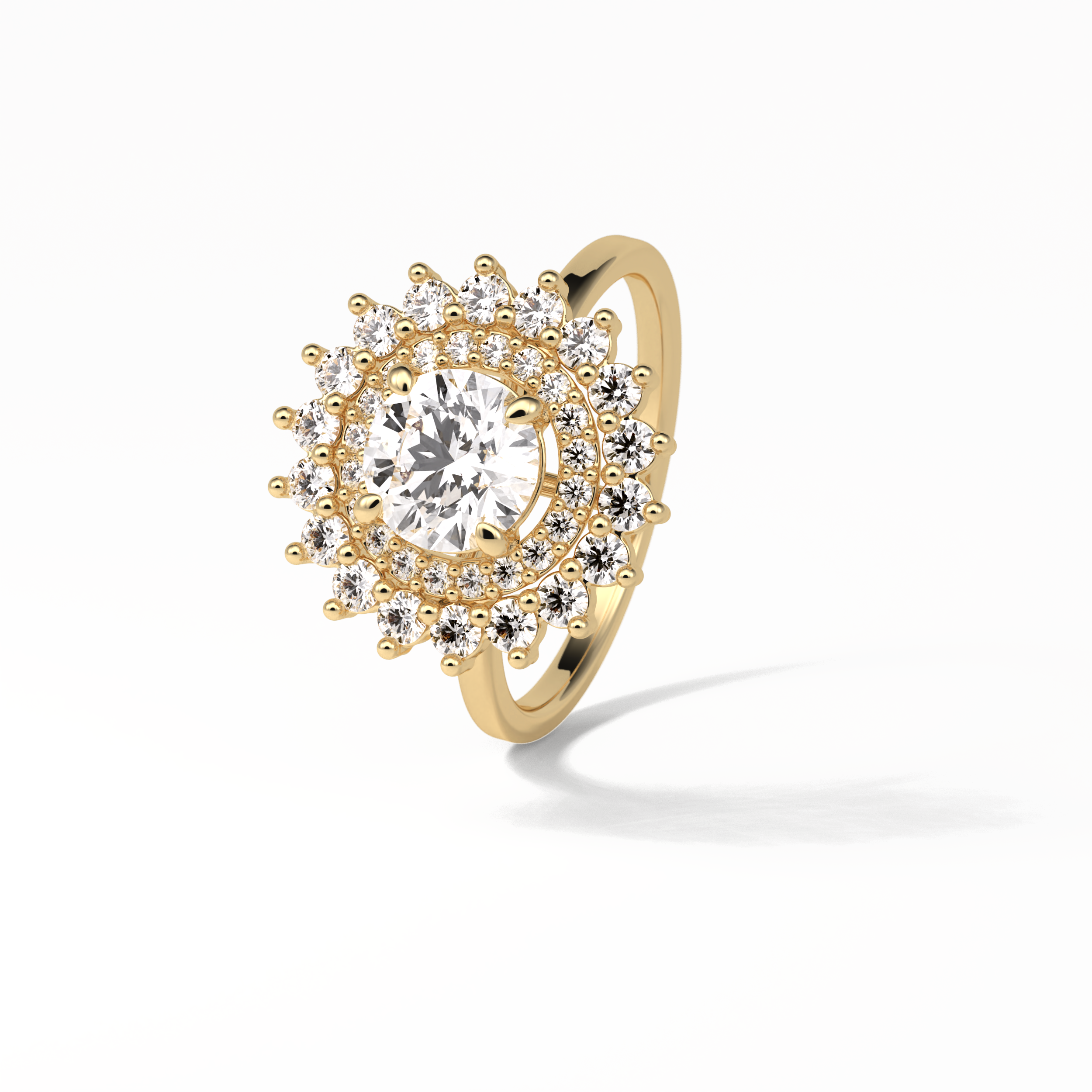 Round Double Halo Lab Grown Diamond Engagement Ring