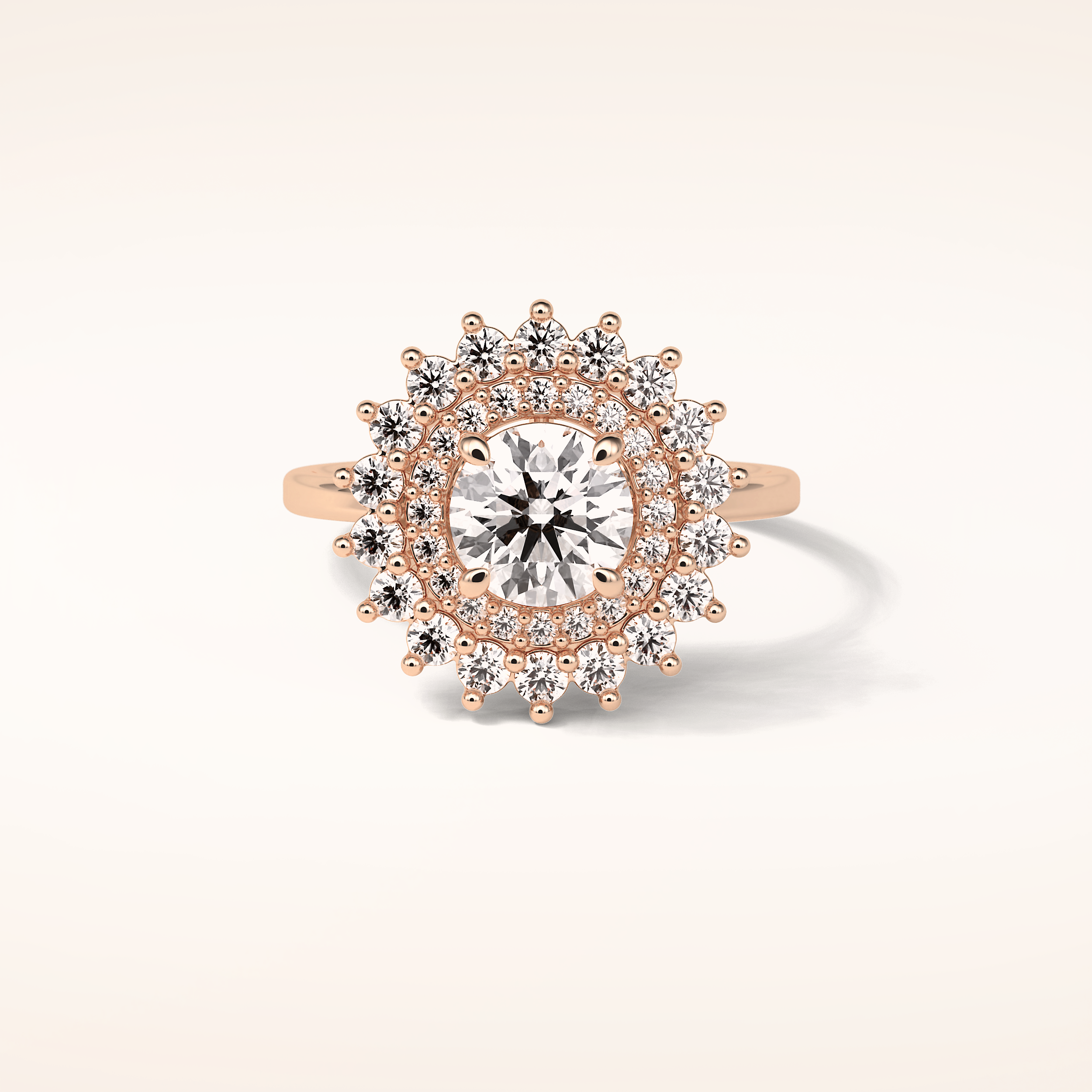 1 CT Round Shaped Double Halo Moissanite Engagement Ring