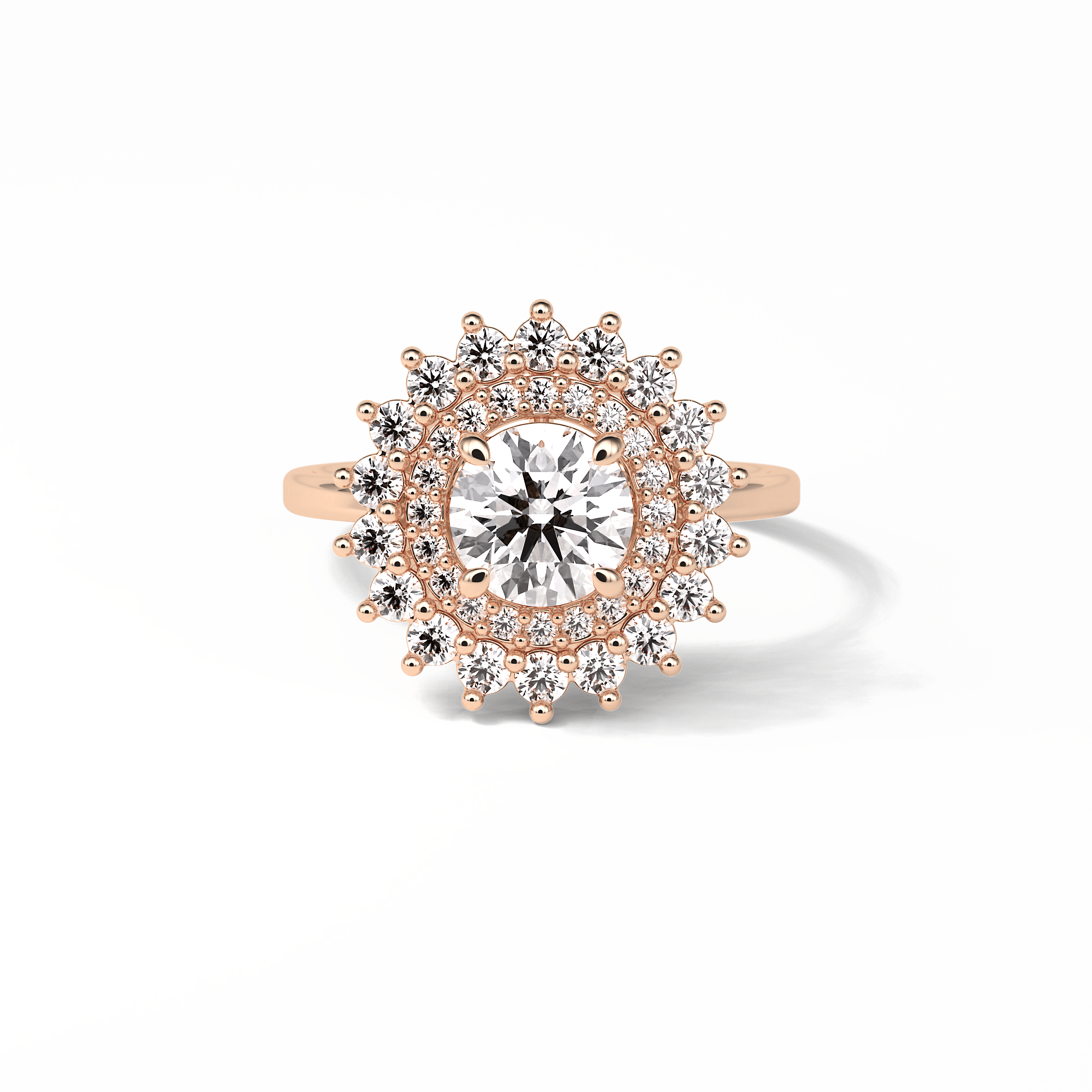 Round Double Halo Lab Grown Diamond Engagement Ring