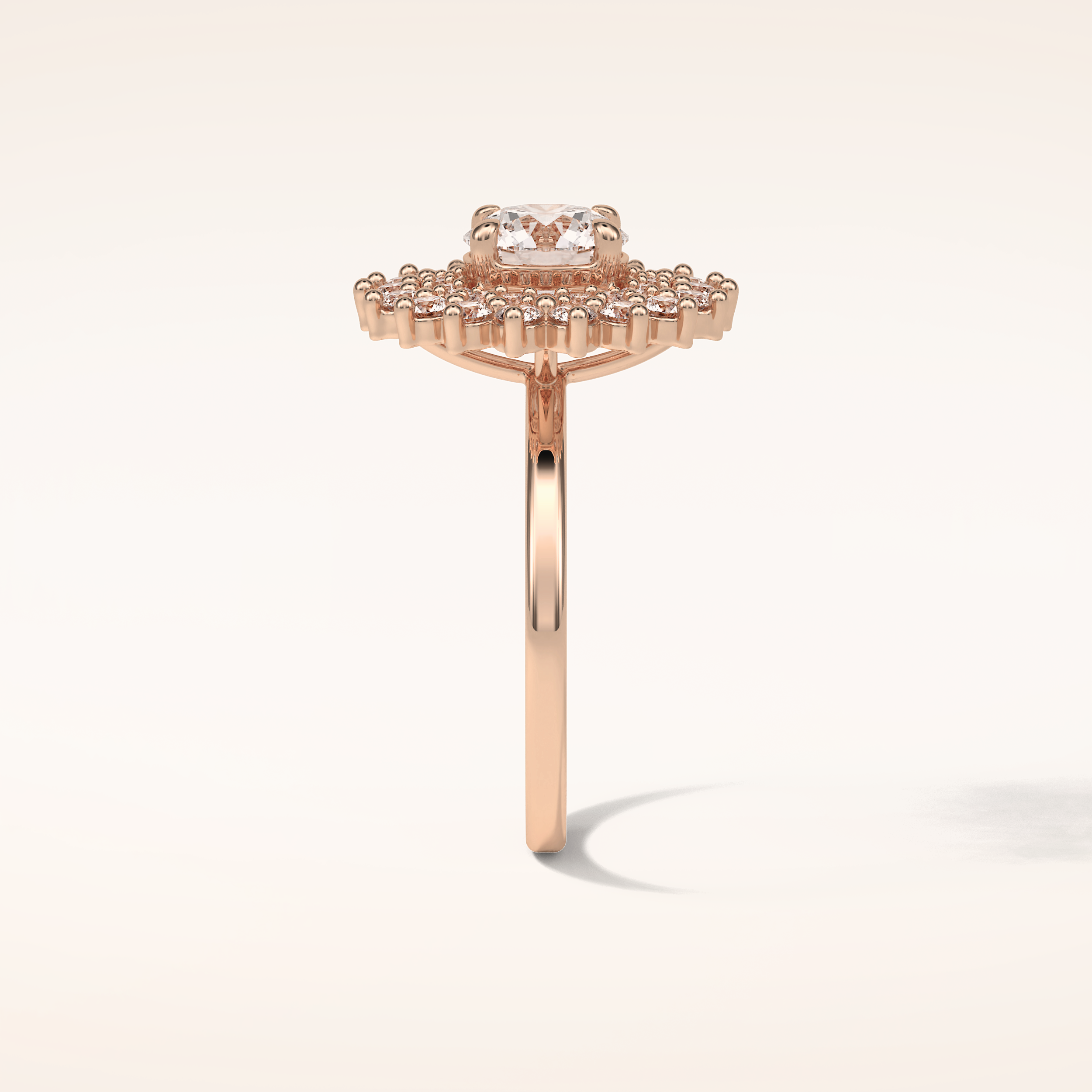 1 CT Round Shaped Double Halo Moissanite Engagement Ring