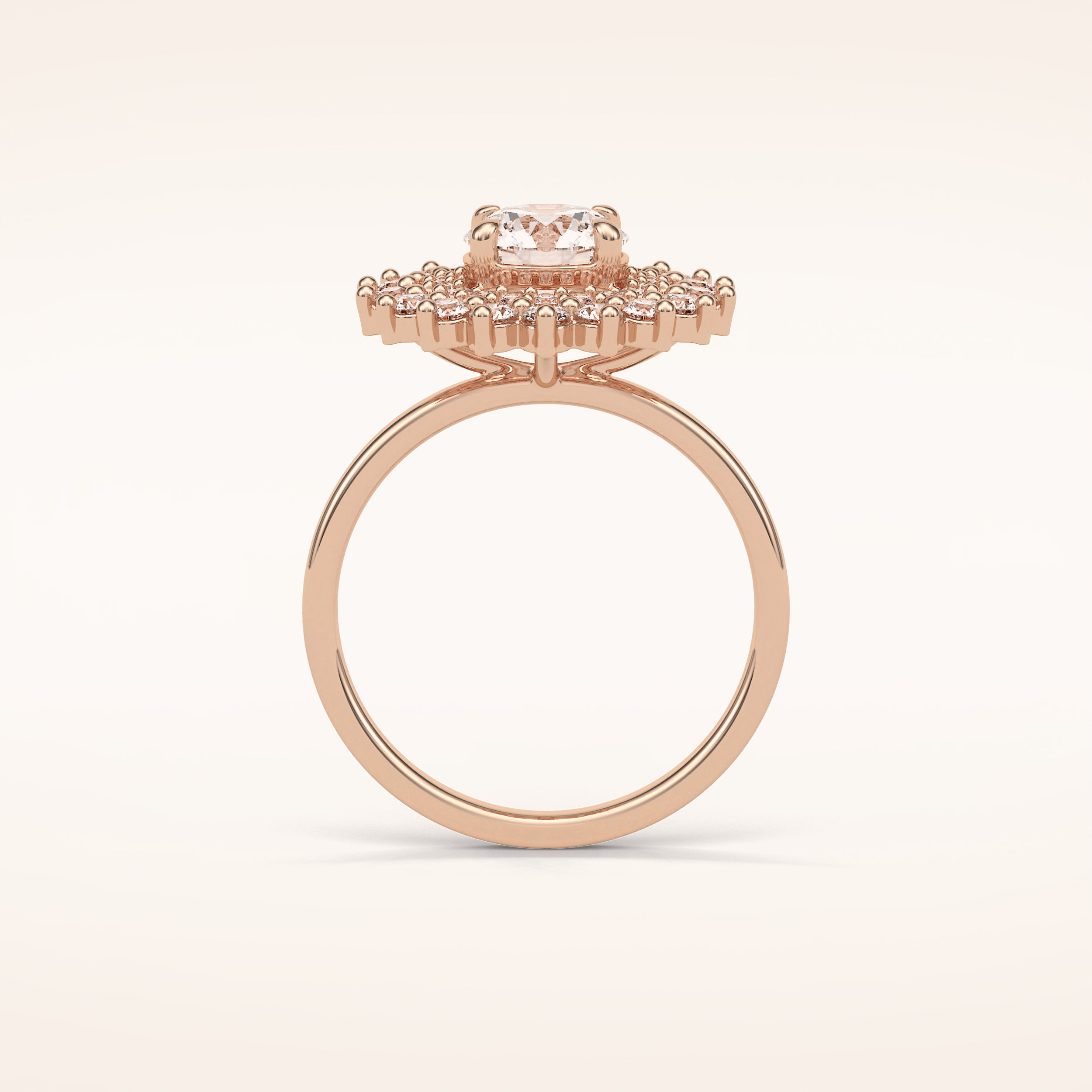 1 CT Round Shaped Double Halo Moissanite Engagement Ring