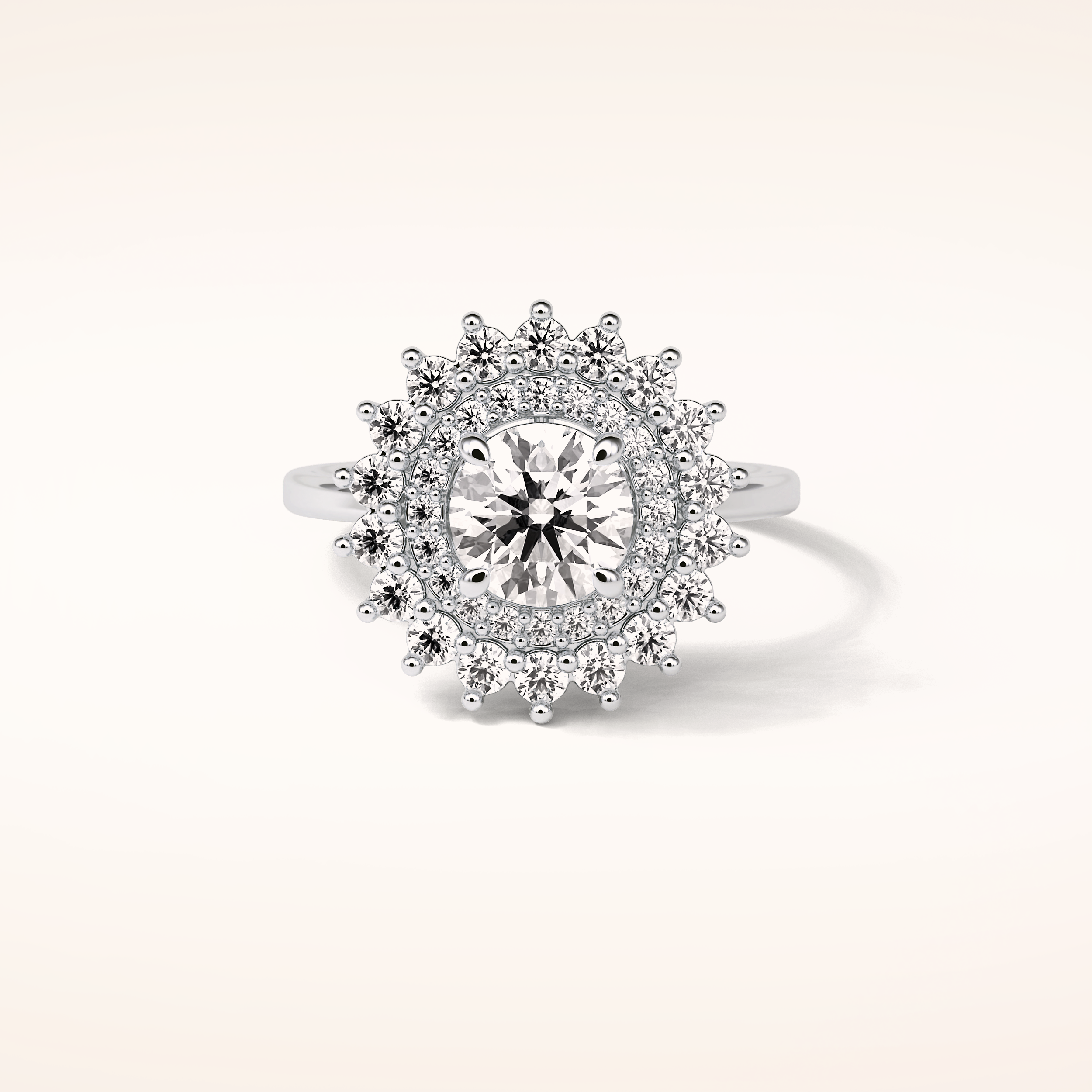 1 CT Round Shaped Double Halo Moissanite Engagement Ring