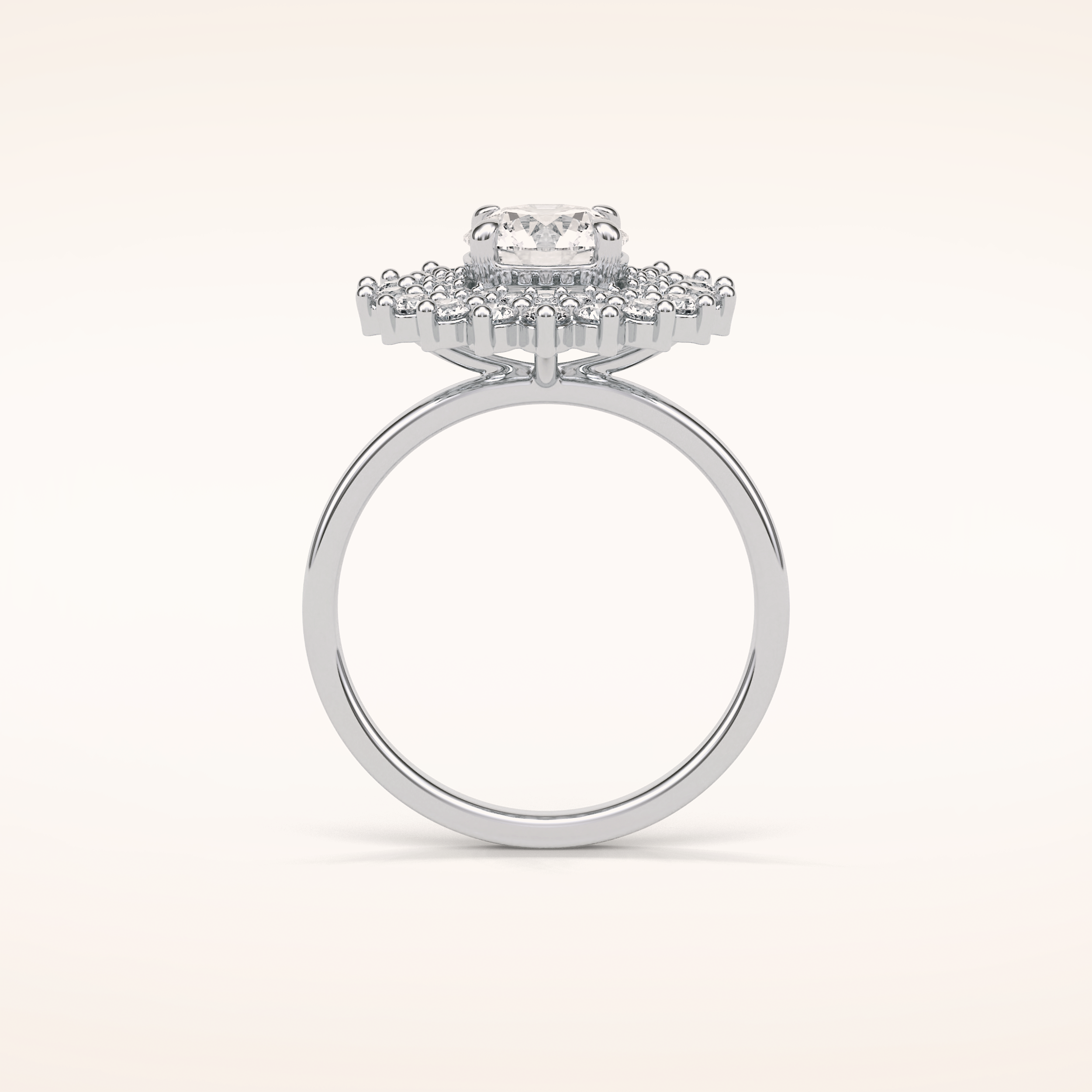 1 CT Round Shaped Double Halo Moissanite Engagement Ring