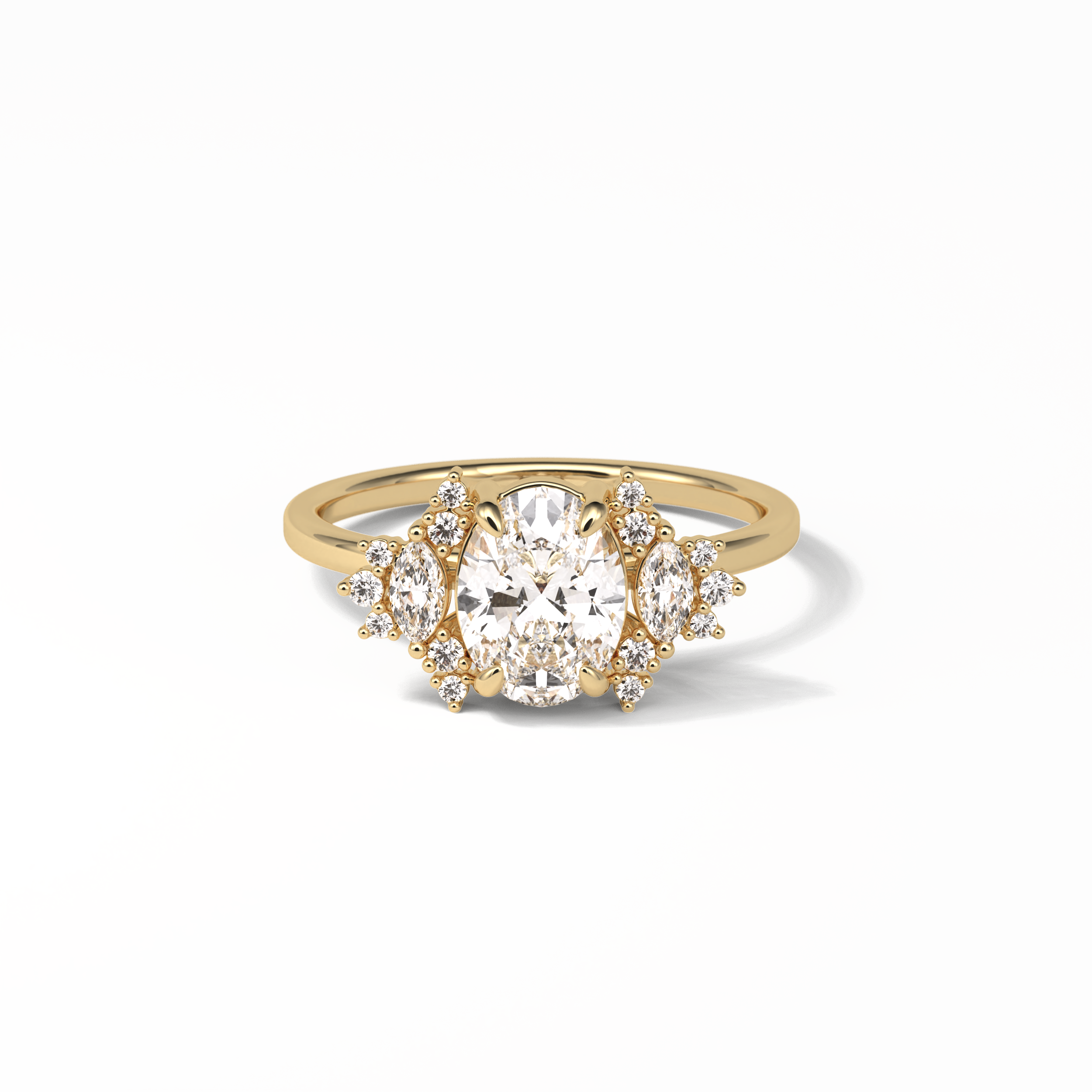 Oval Cluster Lab Grown Diamond Engagement Ring