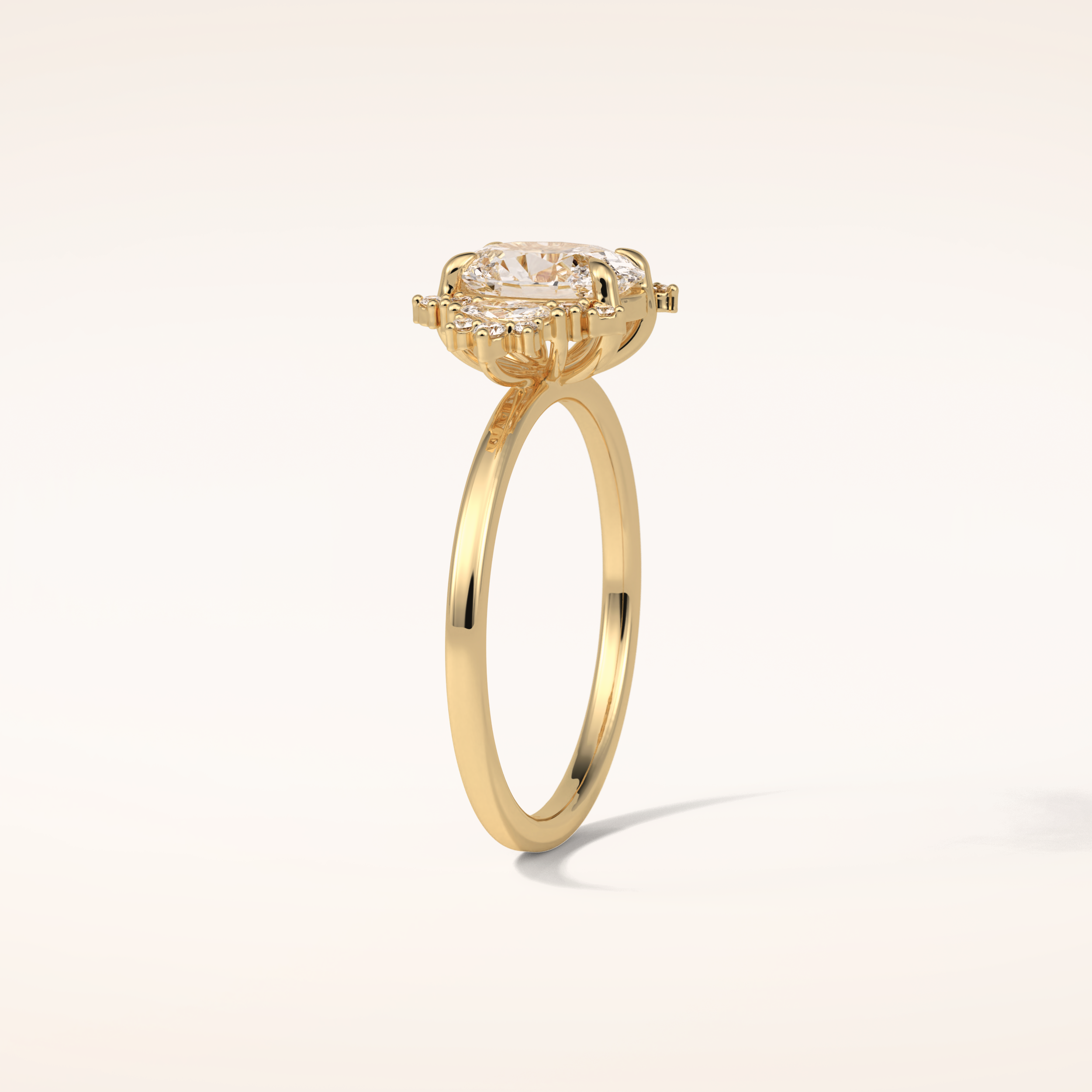 1.33 CT Oval Shaped Cluster Moissanite Engagement Ring