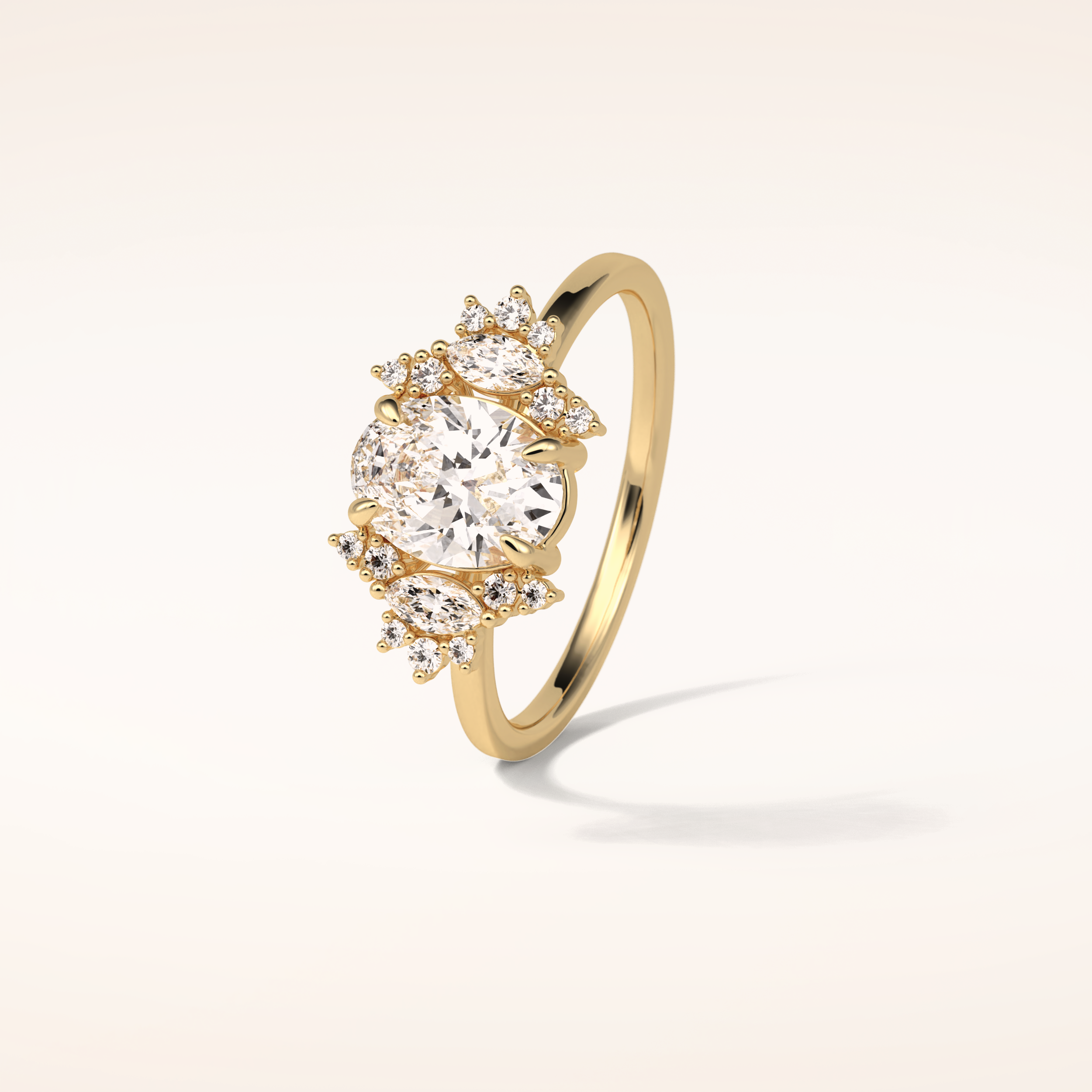 1.33 CT Oval Shaped Cluster Moissanite Engagement Ring