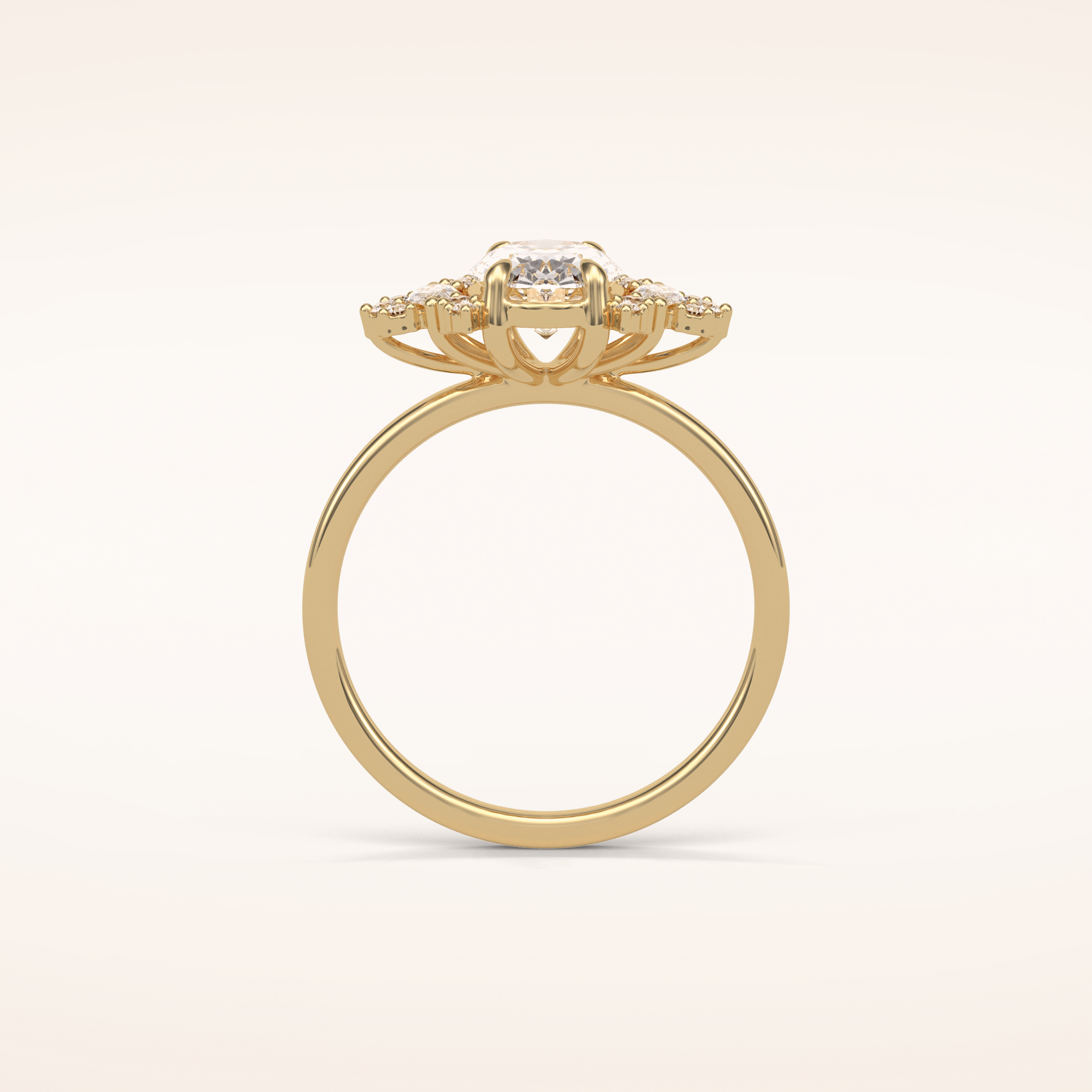 1.33 CT Oval Shaped Cluster Moissanite Engagement Ring