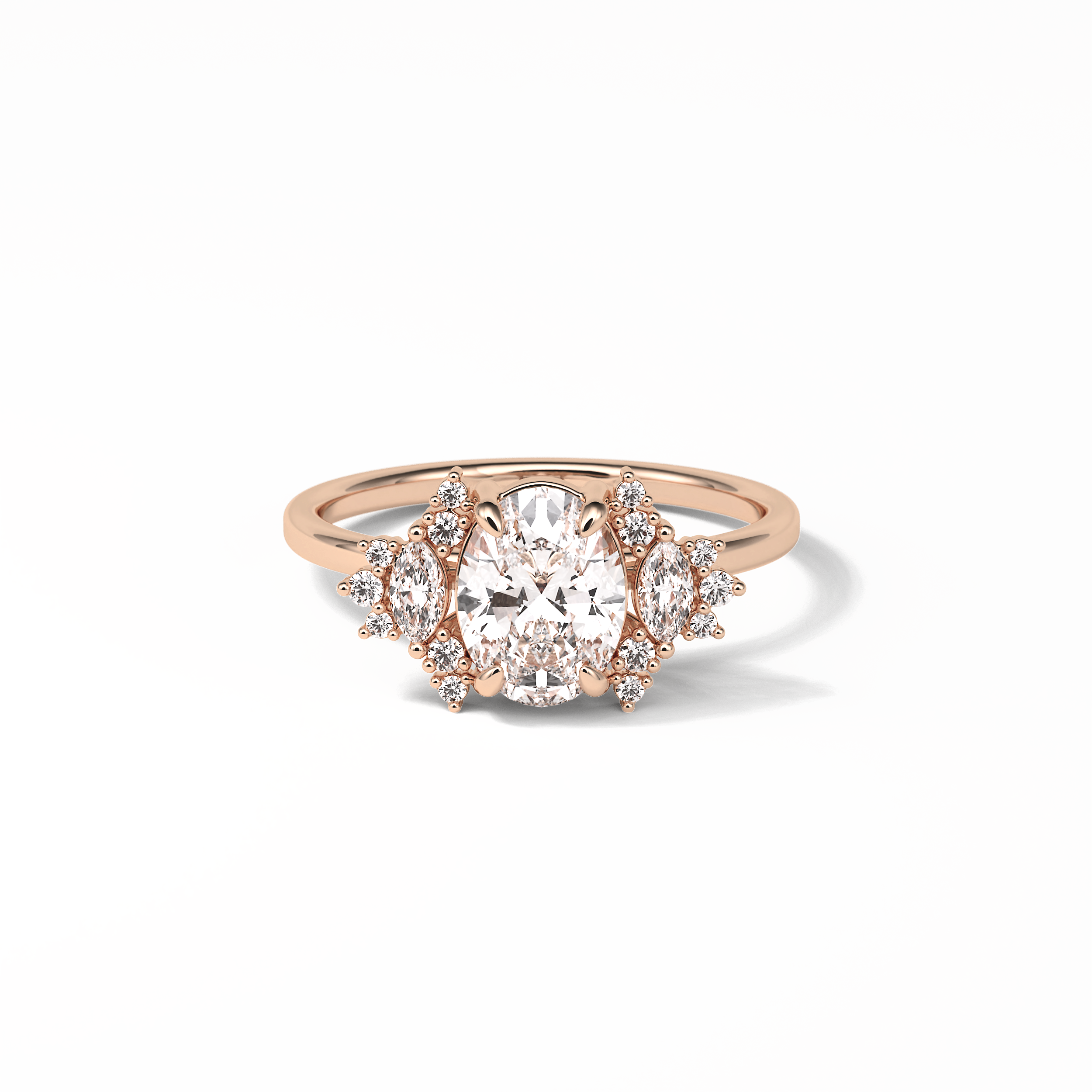 Oval Cluster Lab Grown Diamond Engagement Ring