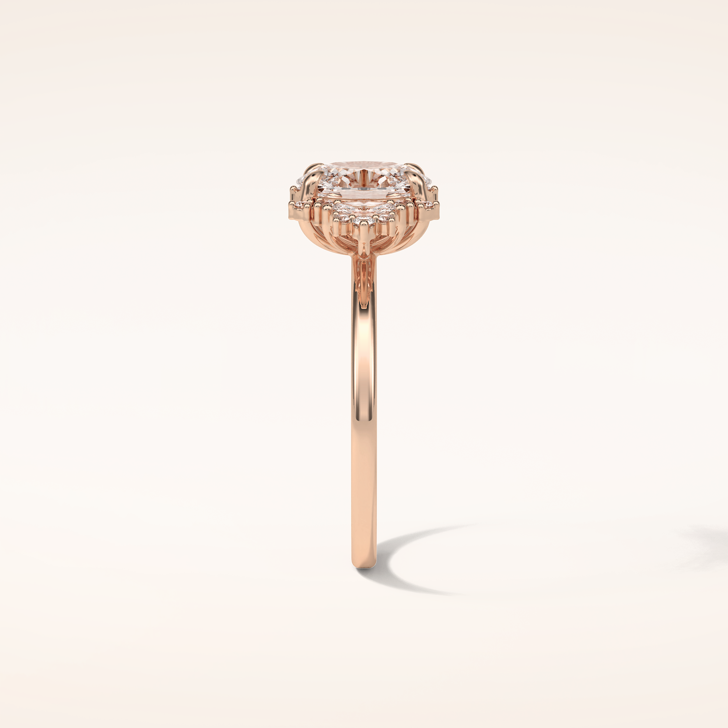 1.33 CT Oval Shaped Cluster Moissanite Engagement Ring