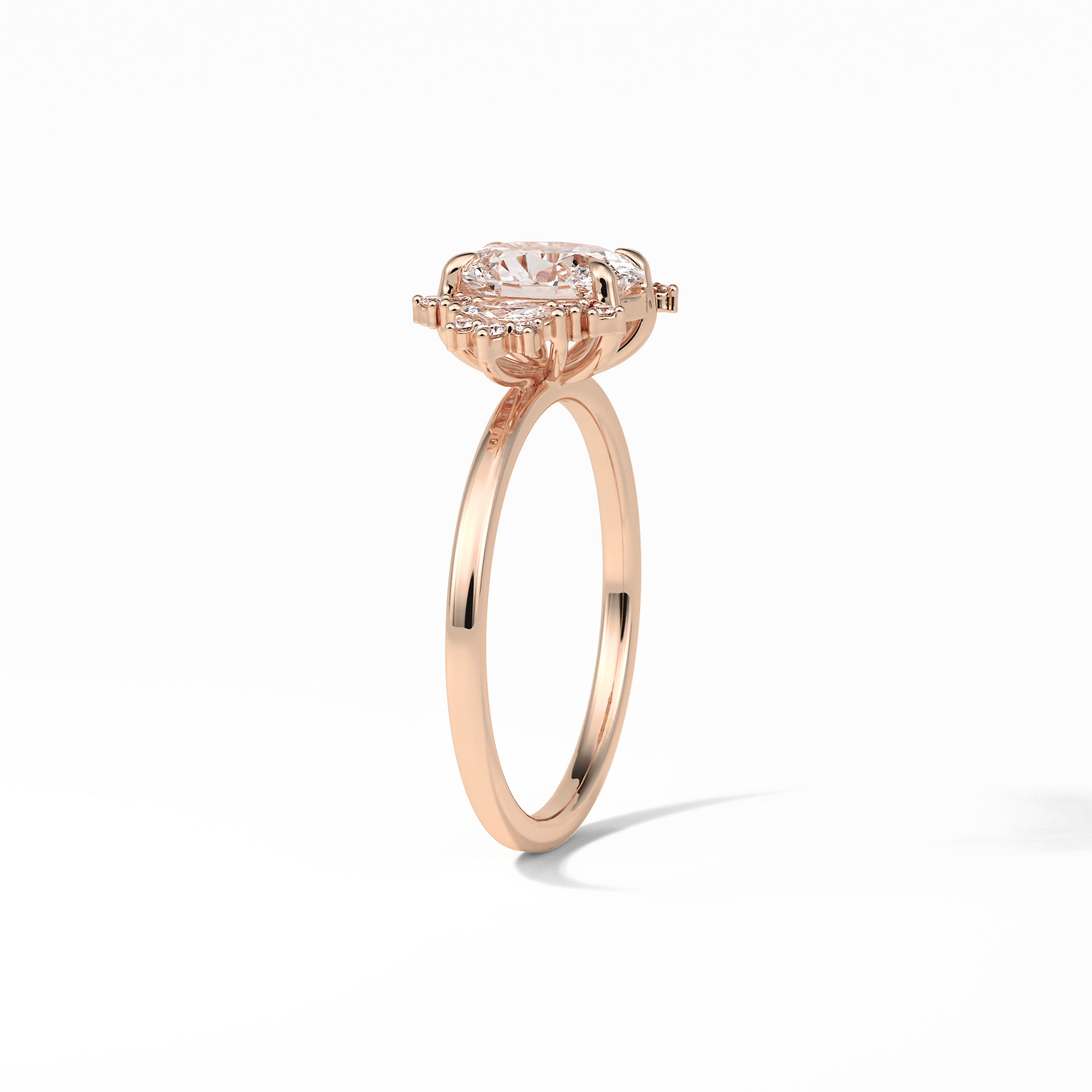 Oval Cluster Lab Grown Diamond Engagement Ring