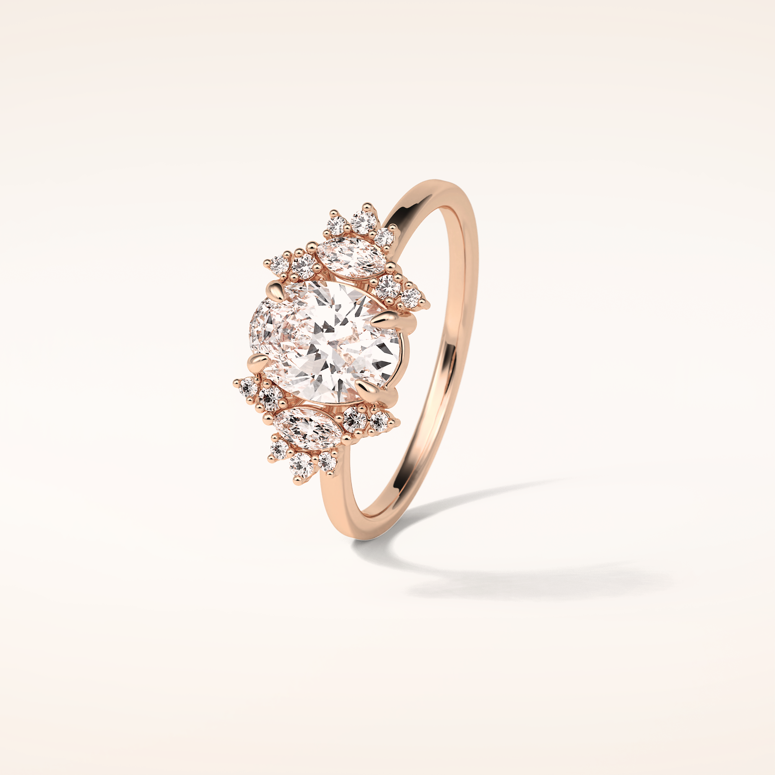 1.33 CT Oval Shaped Cluster Moissanite Engagement Ring