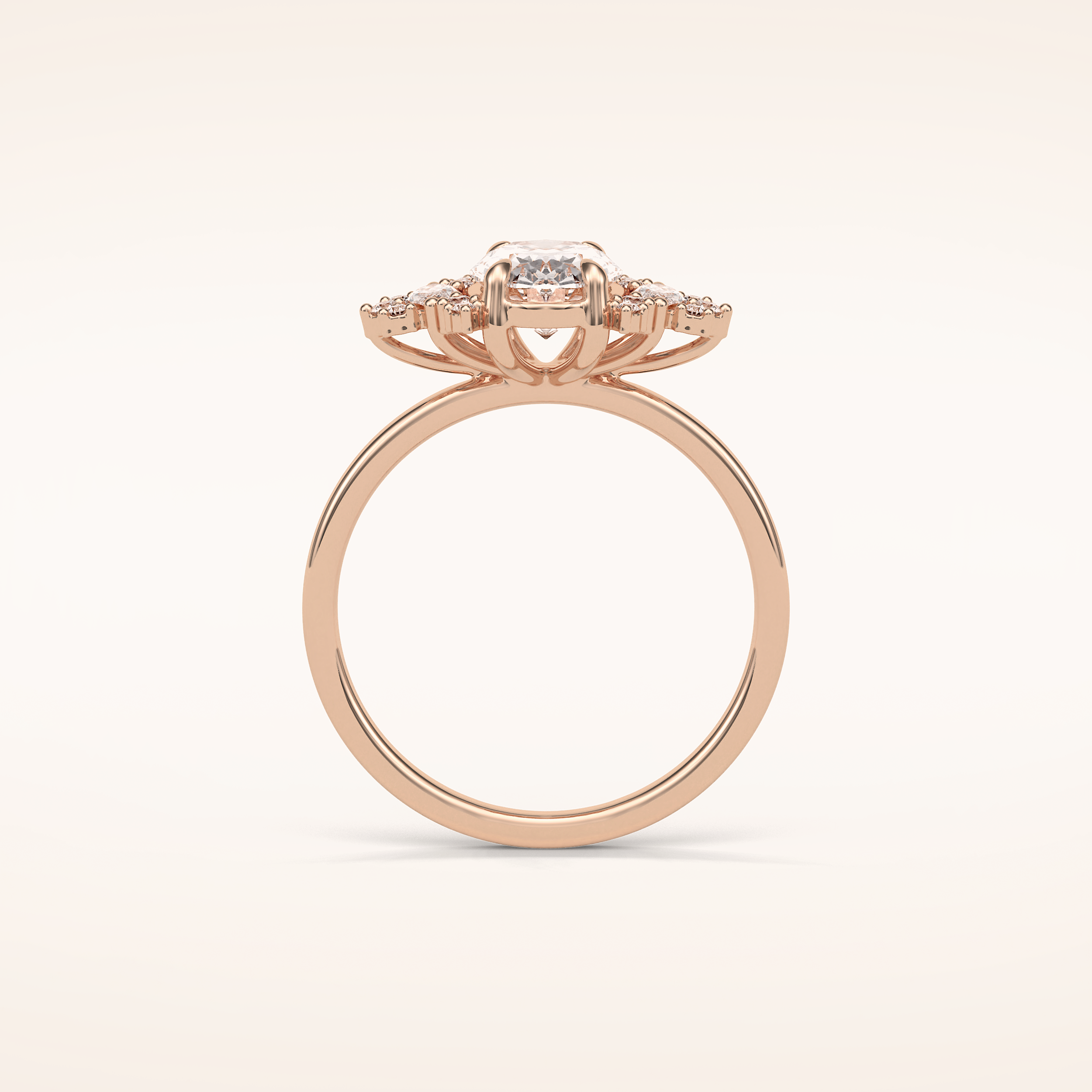 1.33 CT Oval Shaped Cluster Moissanite Engagement Ring