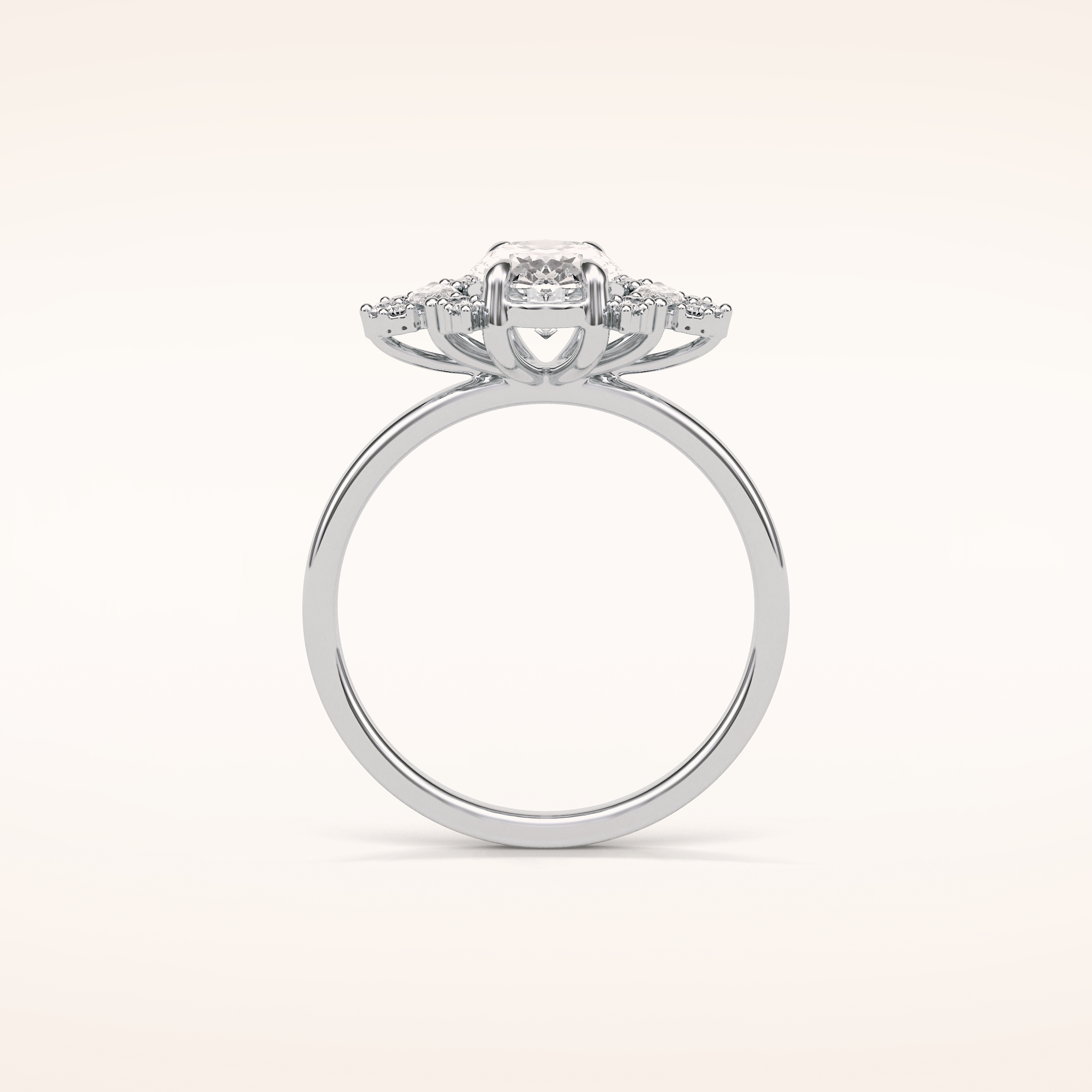 1.33 CT Oval Shaped Cluster Moissanite Engagement Ring