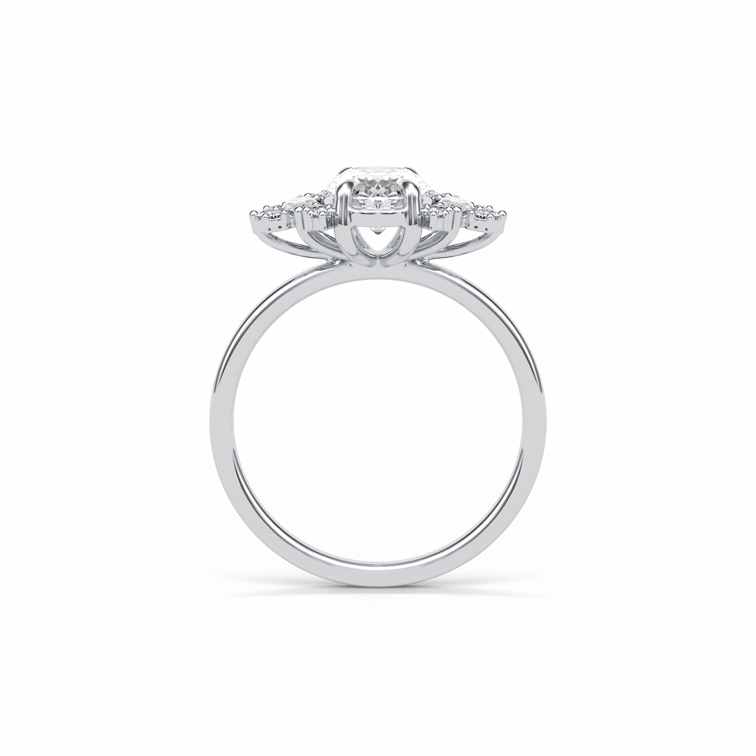 Oval Cluster Lab Grown Diamond Engagement Ring