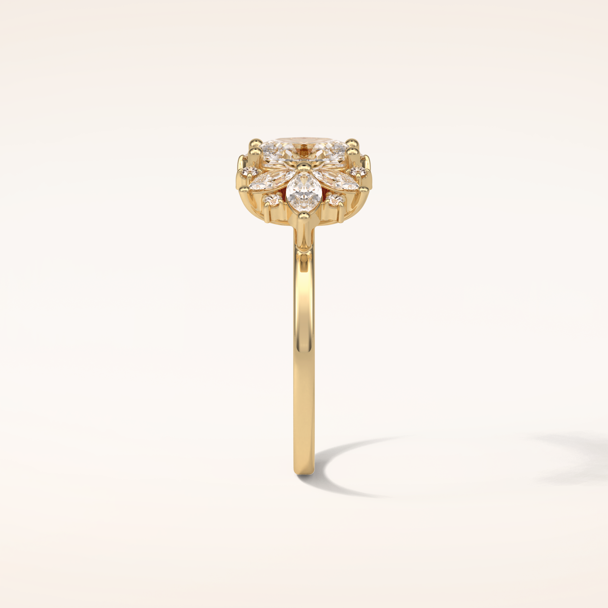 1.33 CT Oval Shaped Cluster Moissanite Engagement Ring