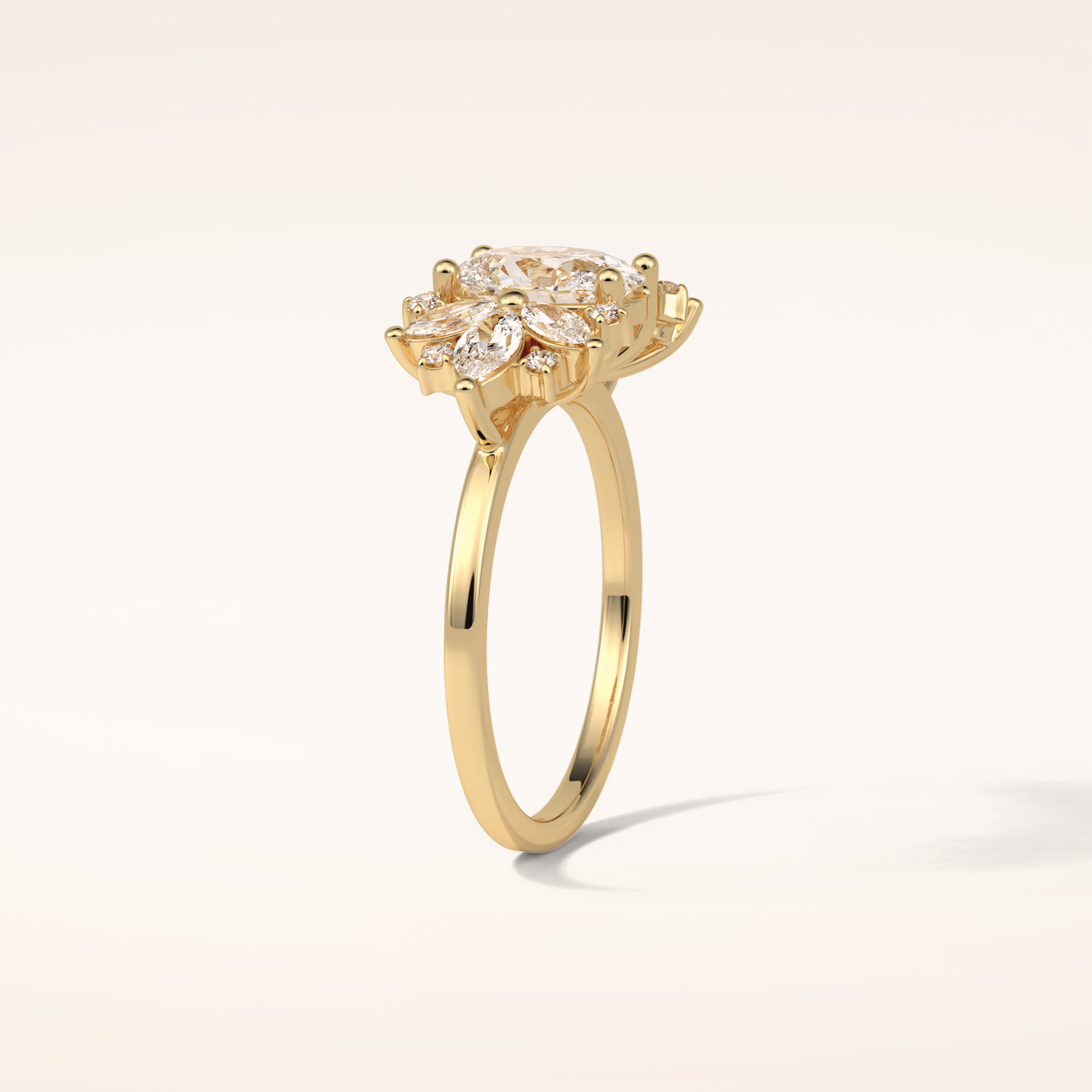 1.33 CT Oval Shaped Cluster Moissanite Engagement Ring