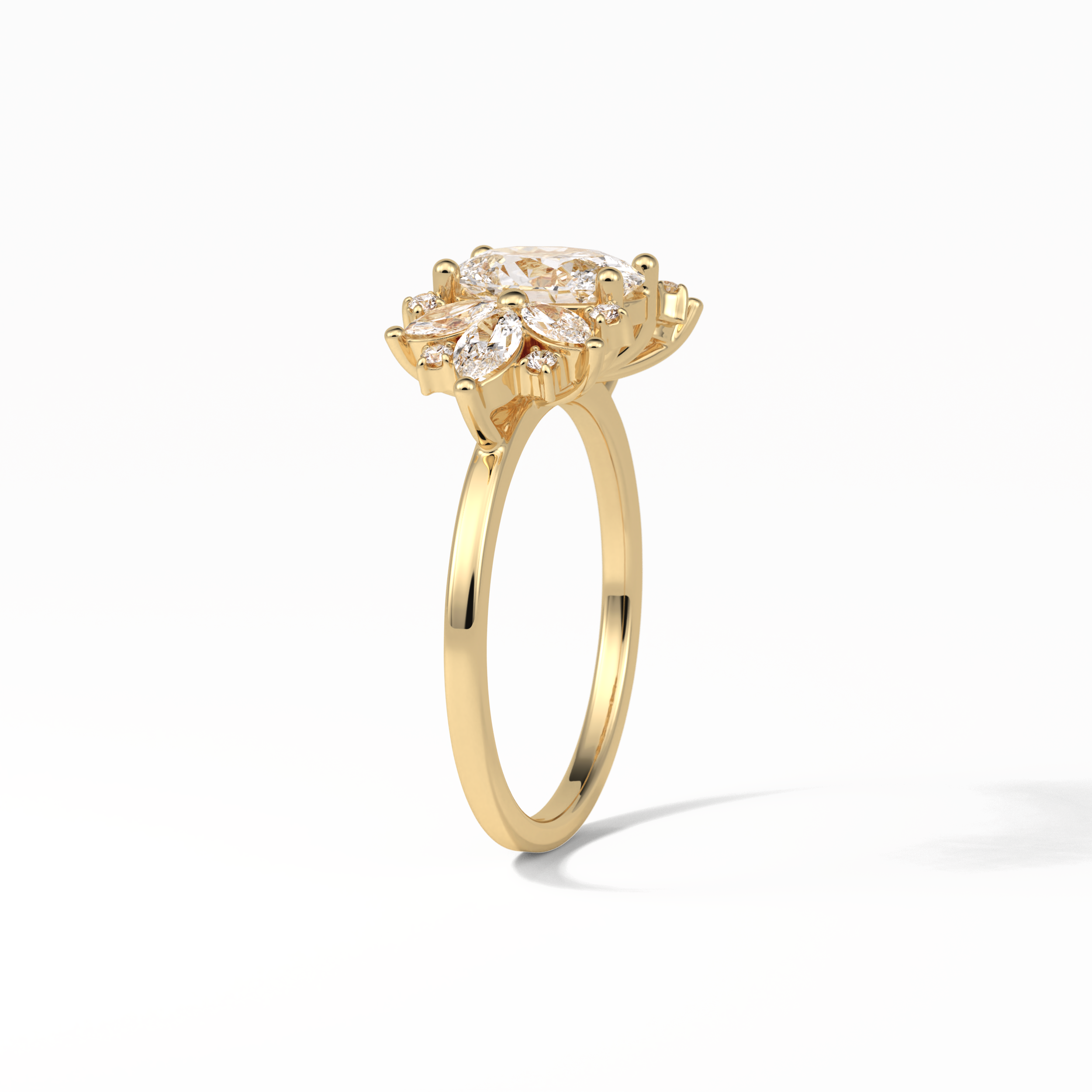 Oval Cluster Lab Grown Diamond Engagement Ring