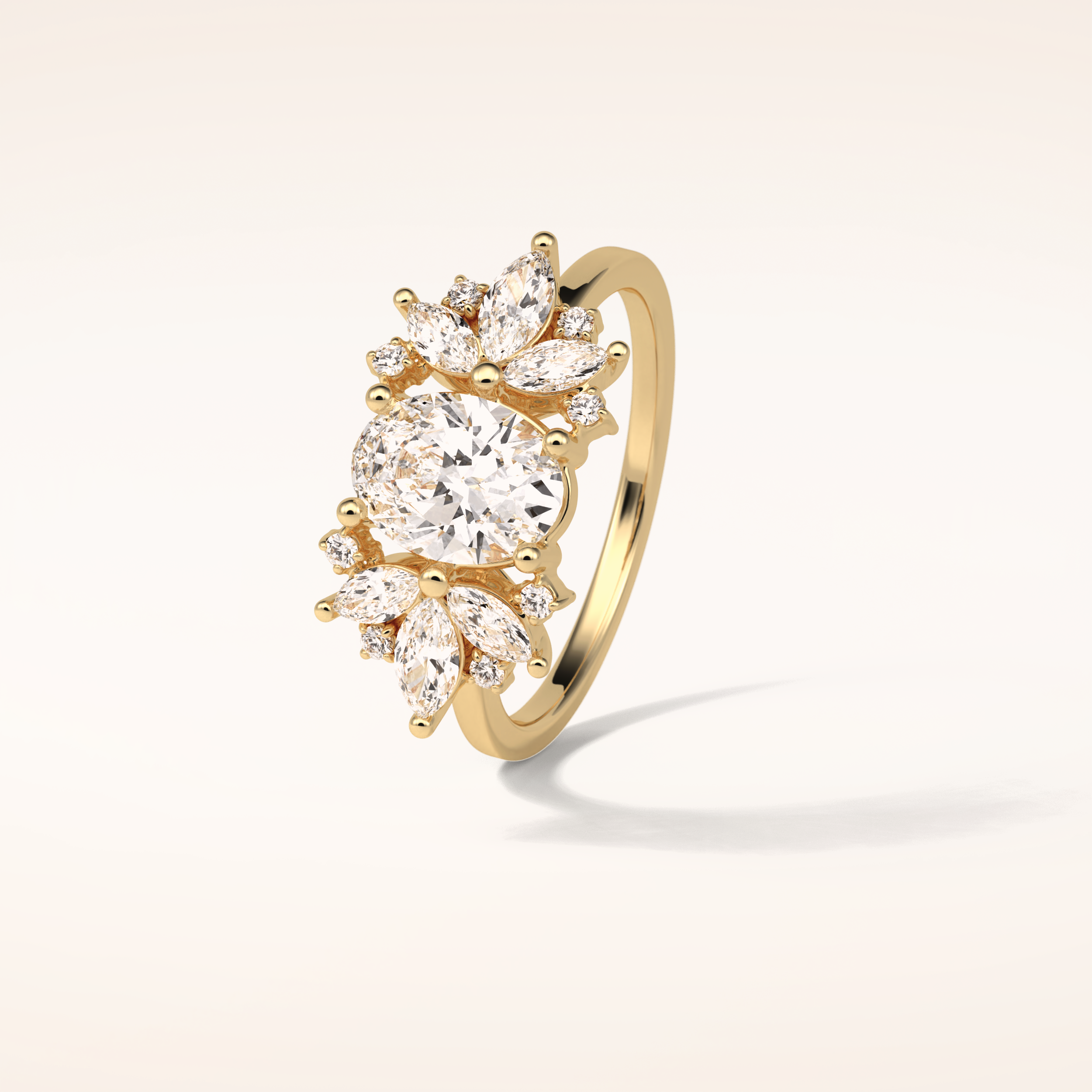 1.33 CT Oval Shaped Cluster Moissanite Engagement Ring