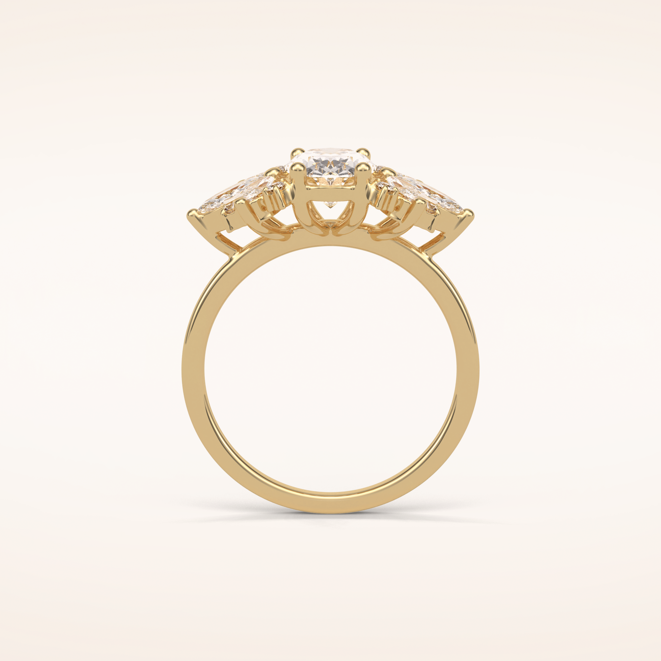 1.33 CT Oval Shaped Cluster Moissanite Engagement Ring