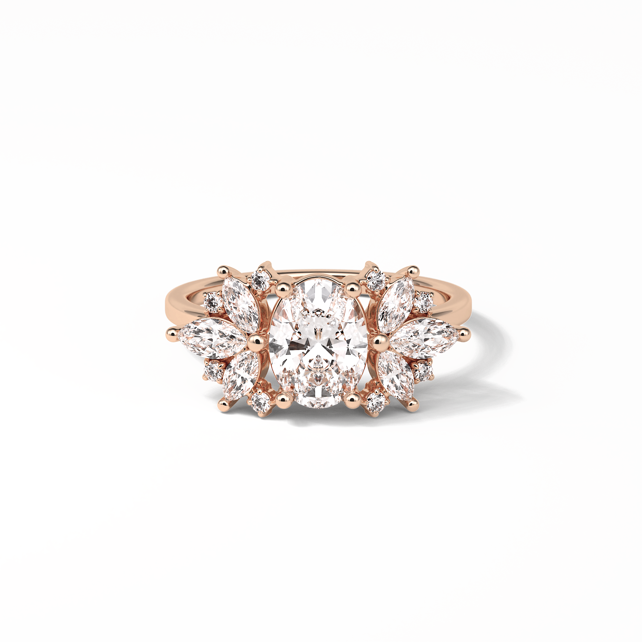 Oval Cluster Lab Grown Diamond Engagement Ring