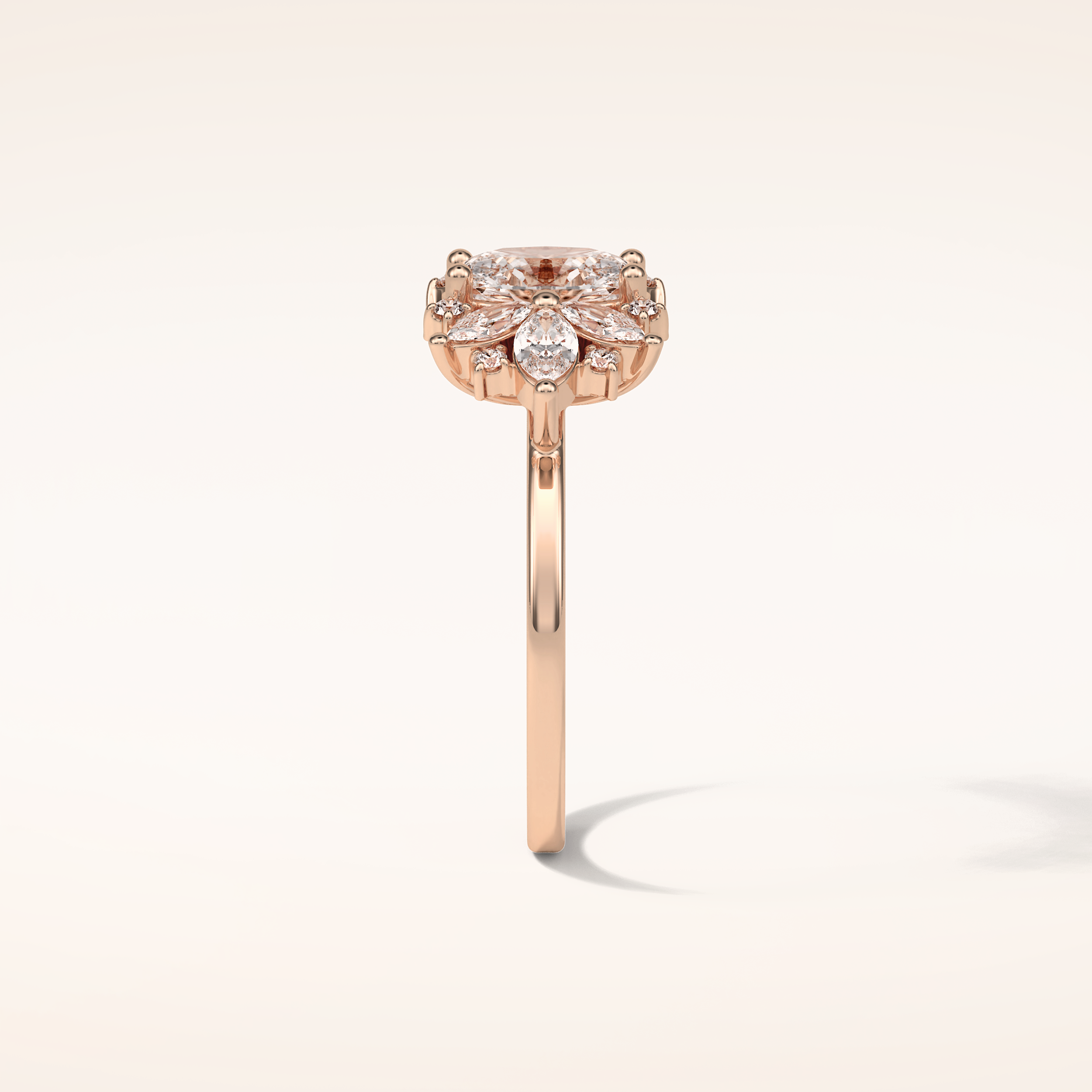 1.33 CT Oval Shaped Cluster Moissanite Engagement Ring