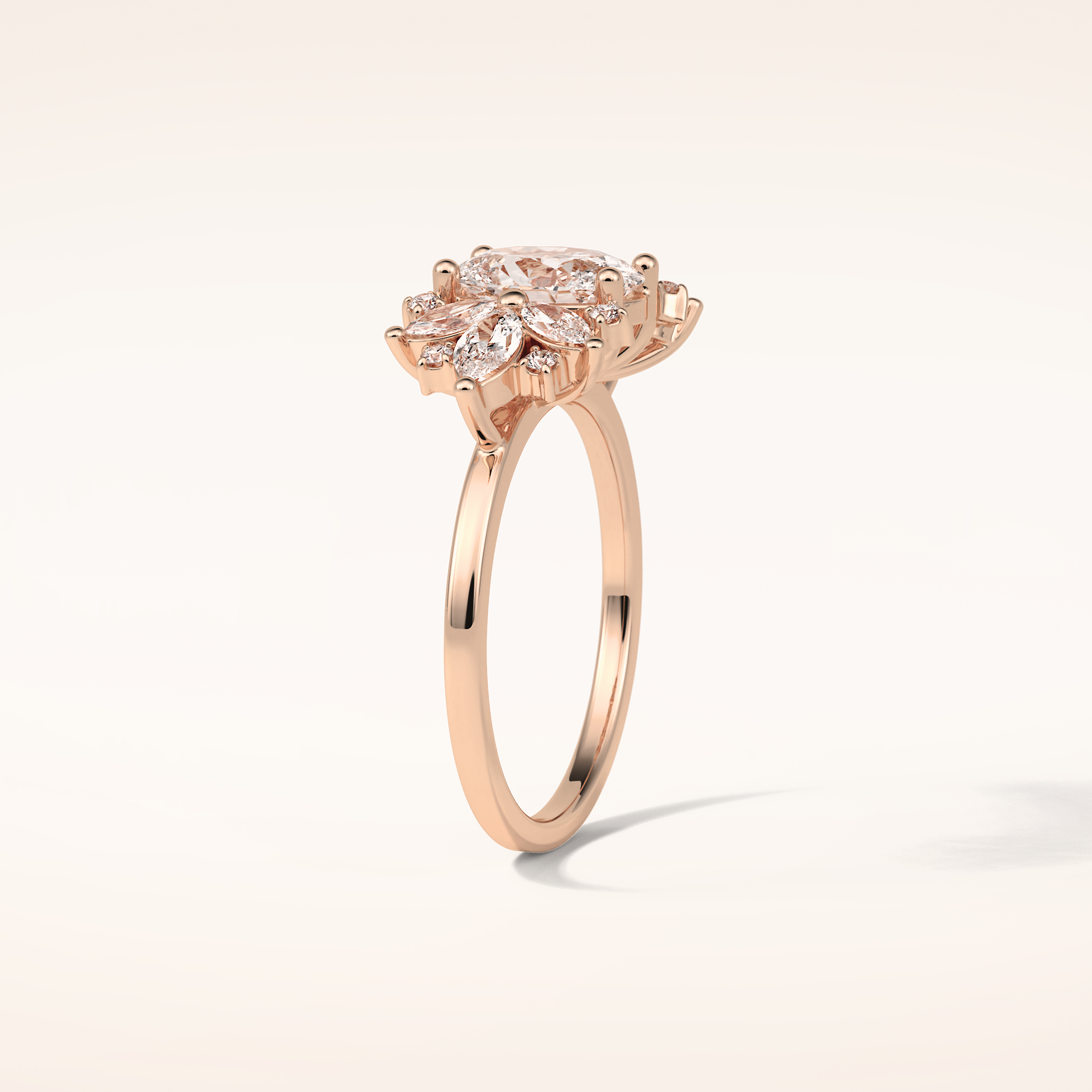 1.33 CT Oval Shaped Cluster Moissanite Engagement Ring