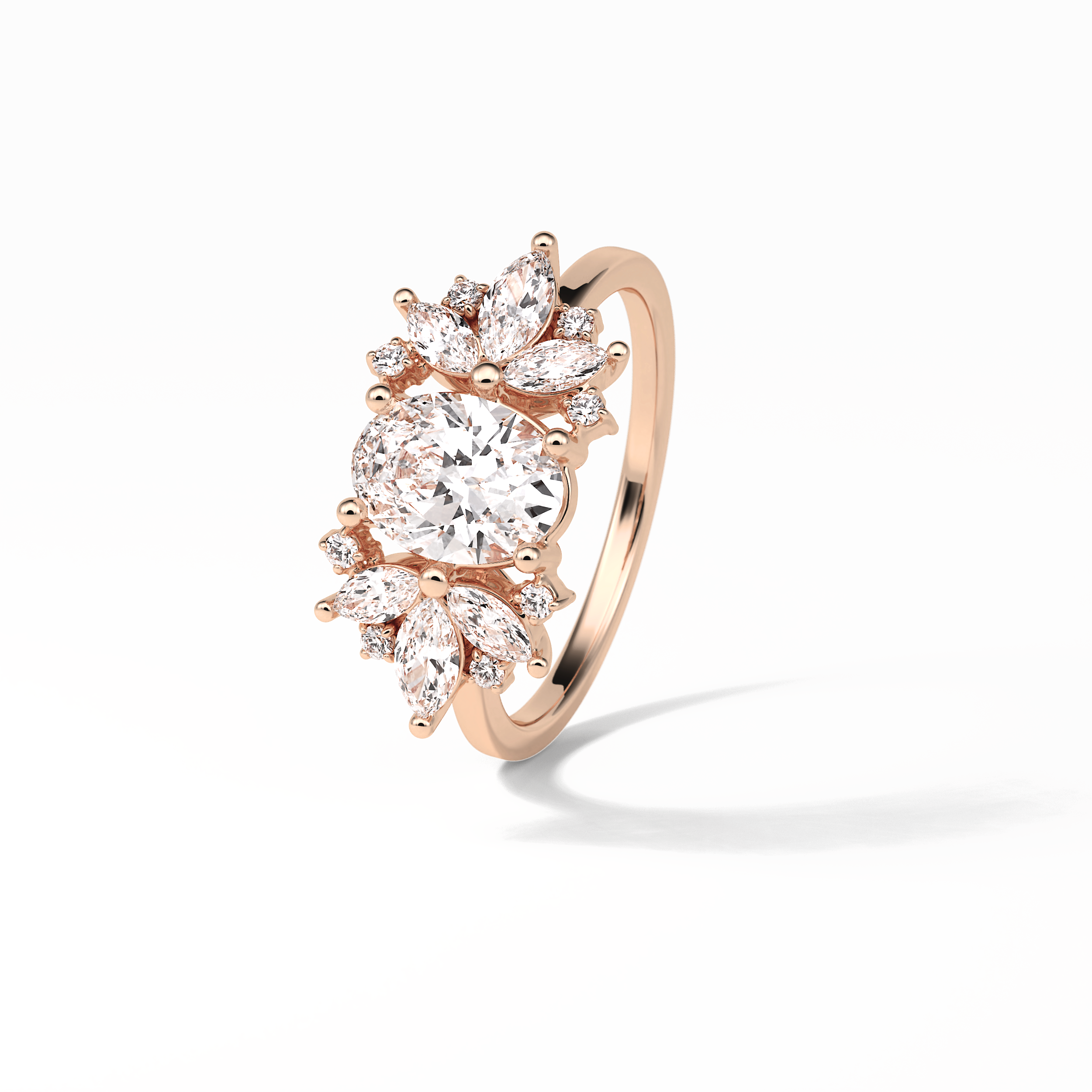 Oval Cluster Lab Grown Diamond Engagement Ring