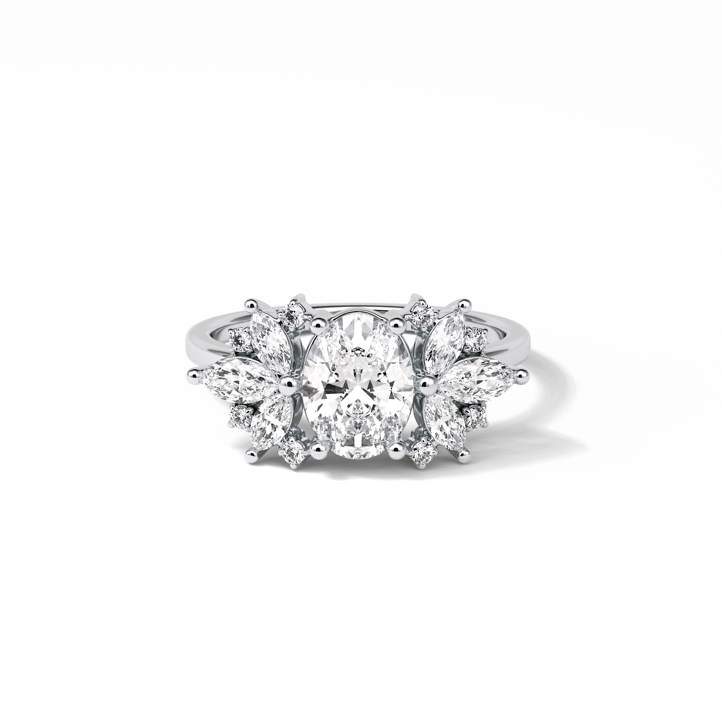 Oval Cluster Lab Grown Diamond Engagement Ring