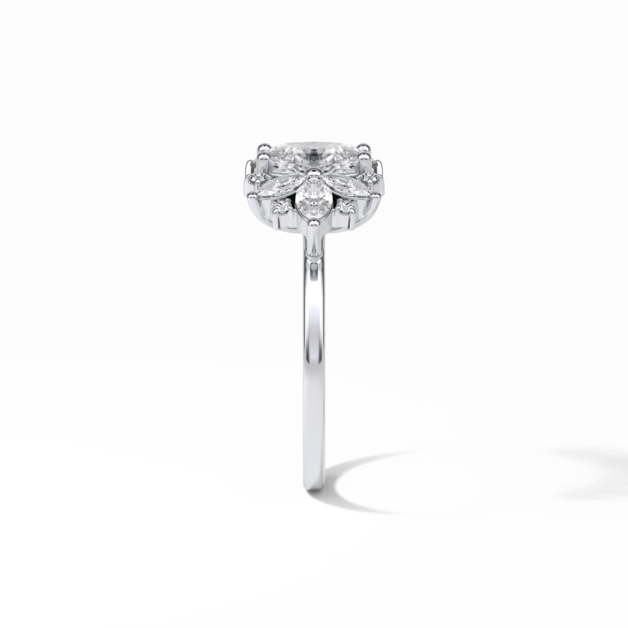 Oval Cluster Lab Grown Diamond Engagement Ring