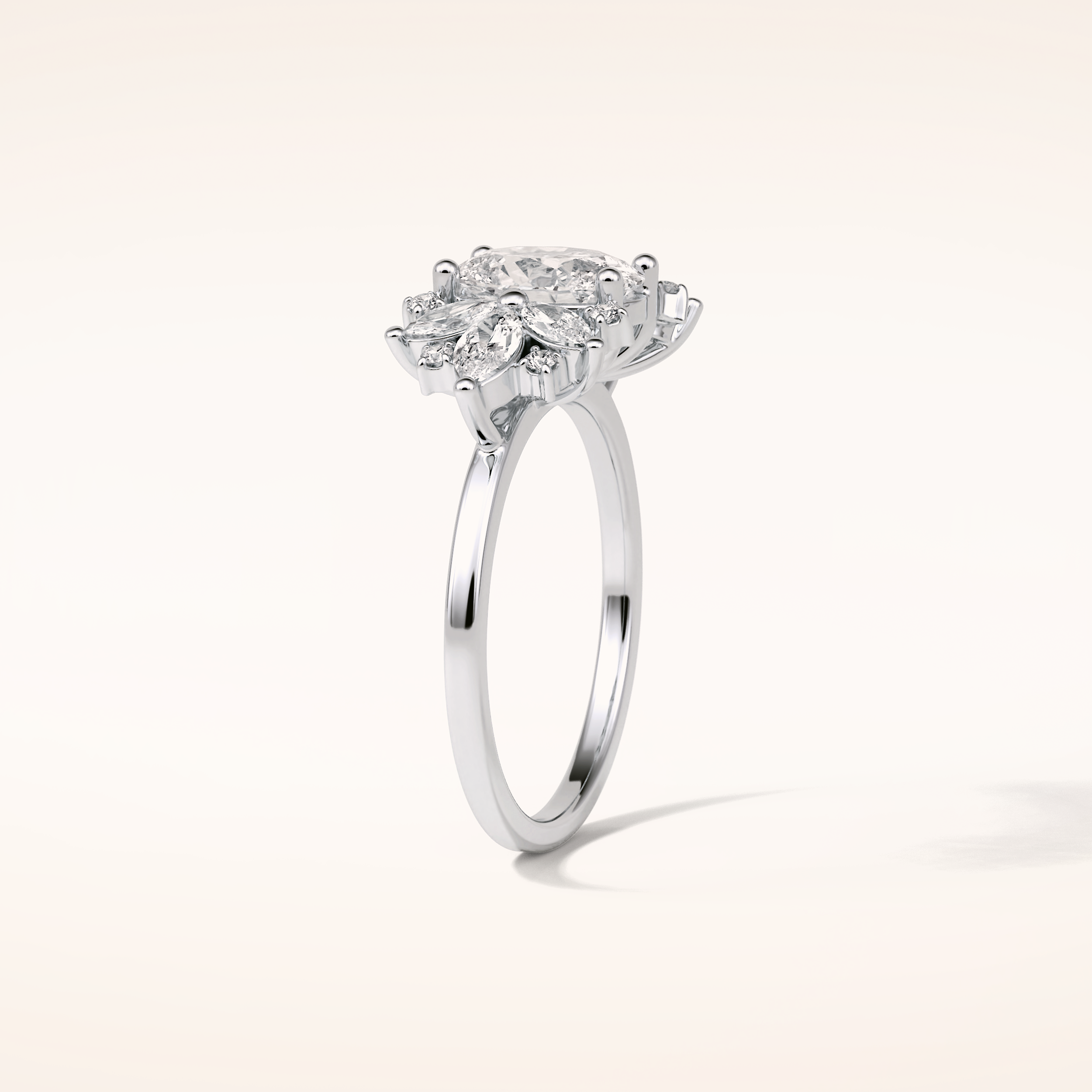 1.33 CT Oval Shaped Cluster Moissanite Engagement Ring