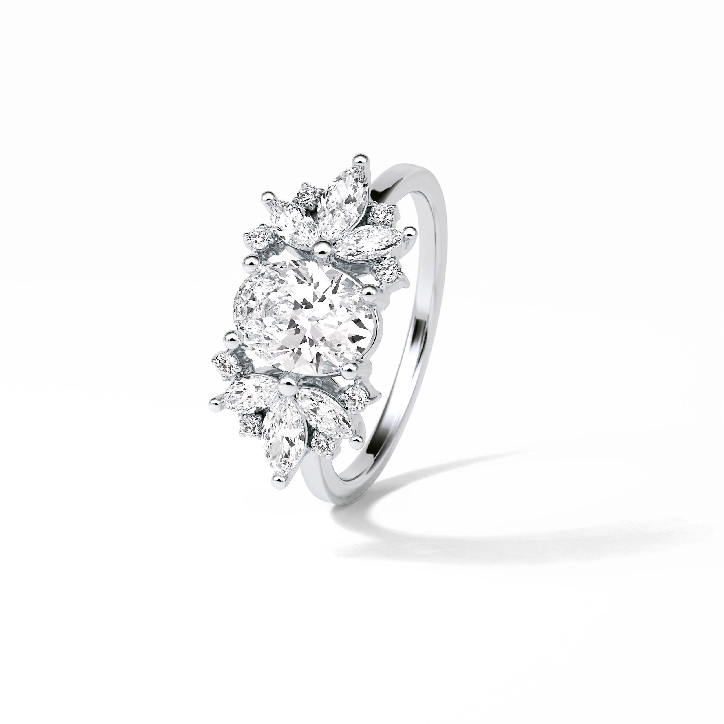 Oval Cluster Lab Grown Diamond Engagement Ring