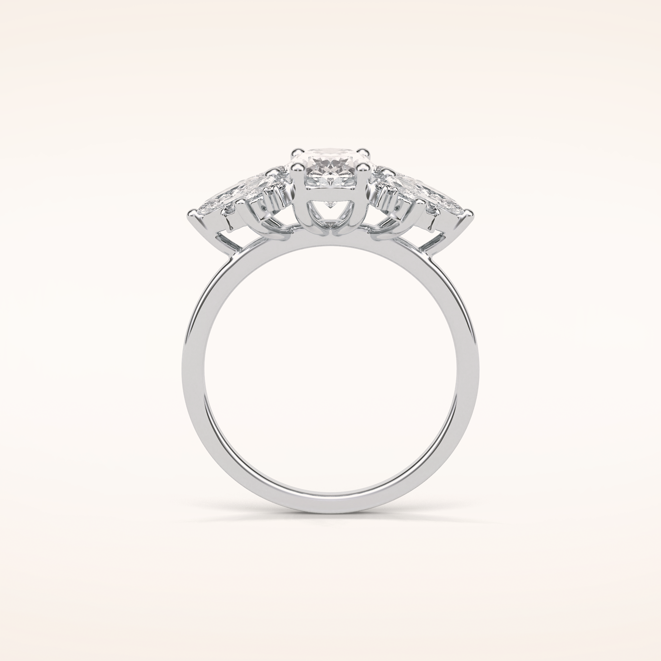 1.33 CT Oval Shaped Cluster Moissanite Engagement Ring