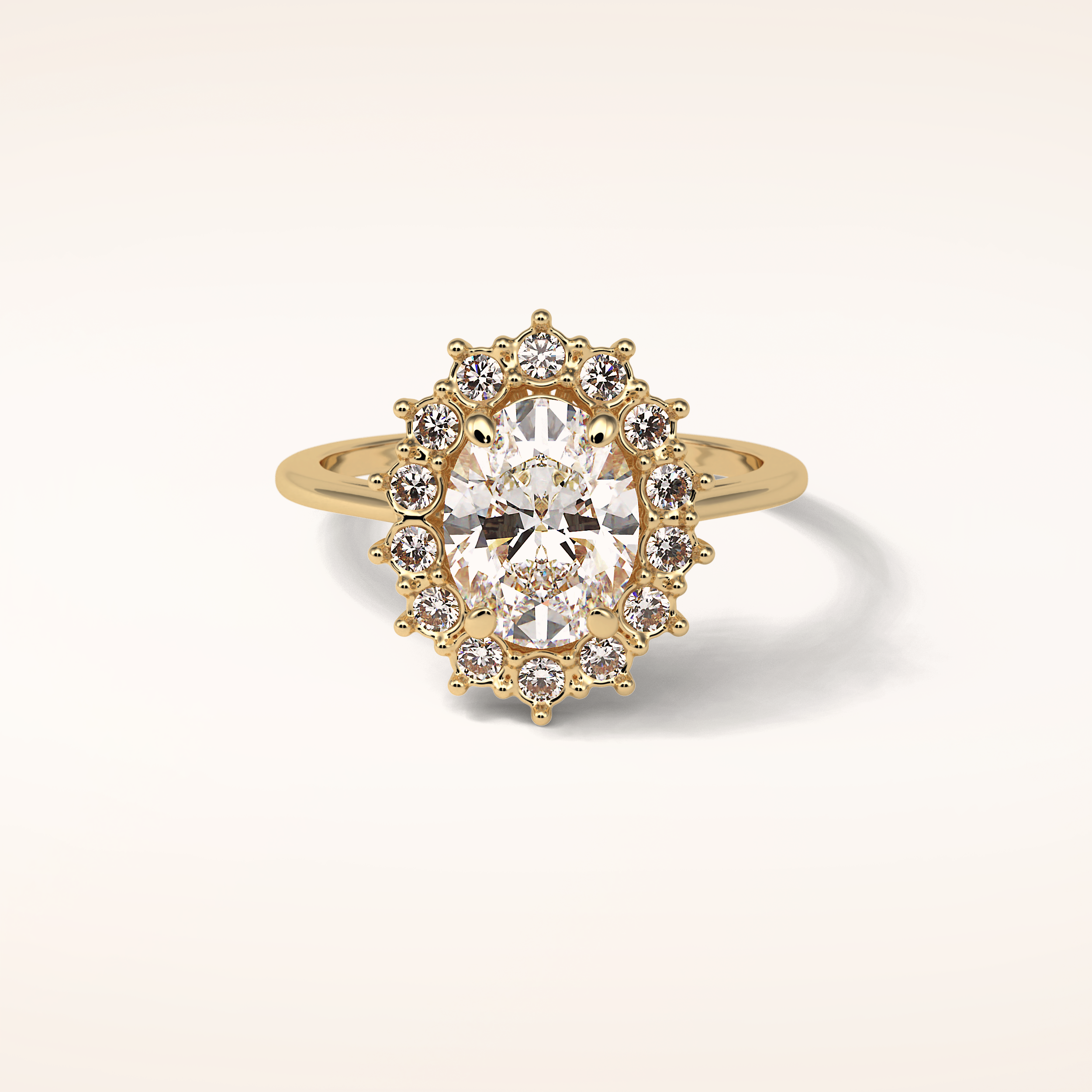 1.91 CT Oval Shaped Cluster Moissanite Engagement Ring