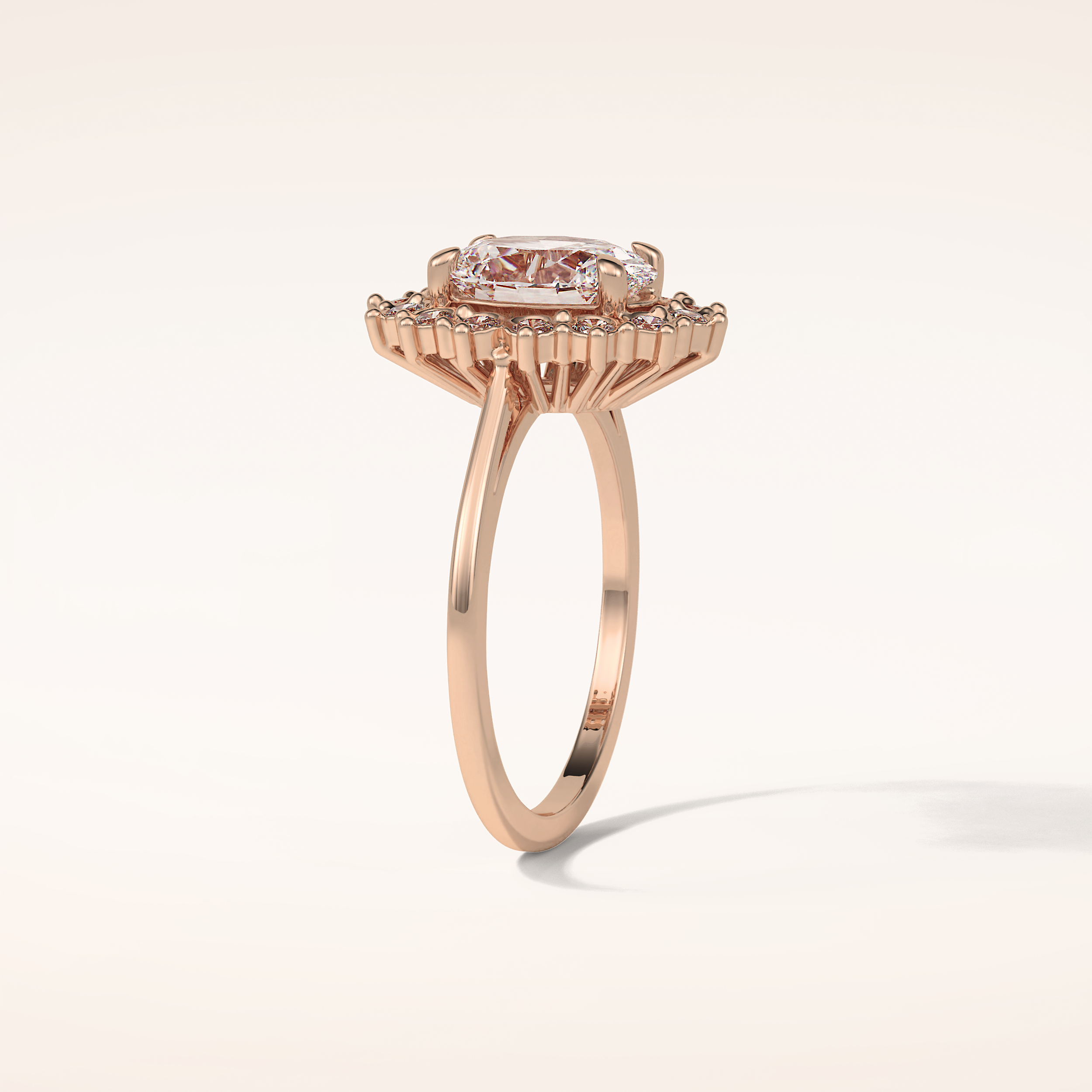 1.91 CT Oval Shaped Cluster Moissanite Engagement Ring