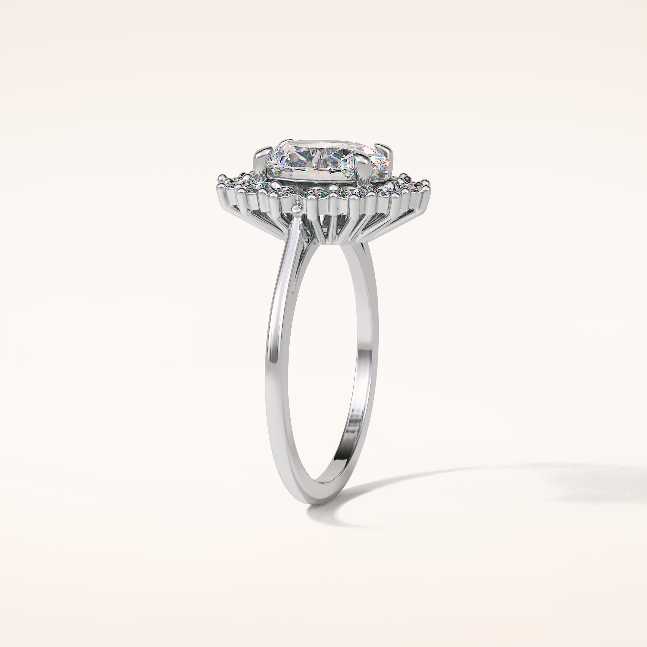 1.91 CT Oval Shaped Cluster Moissanite Engagement Ring