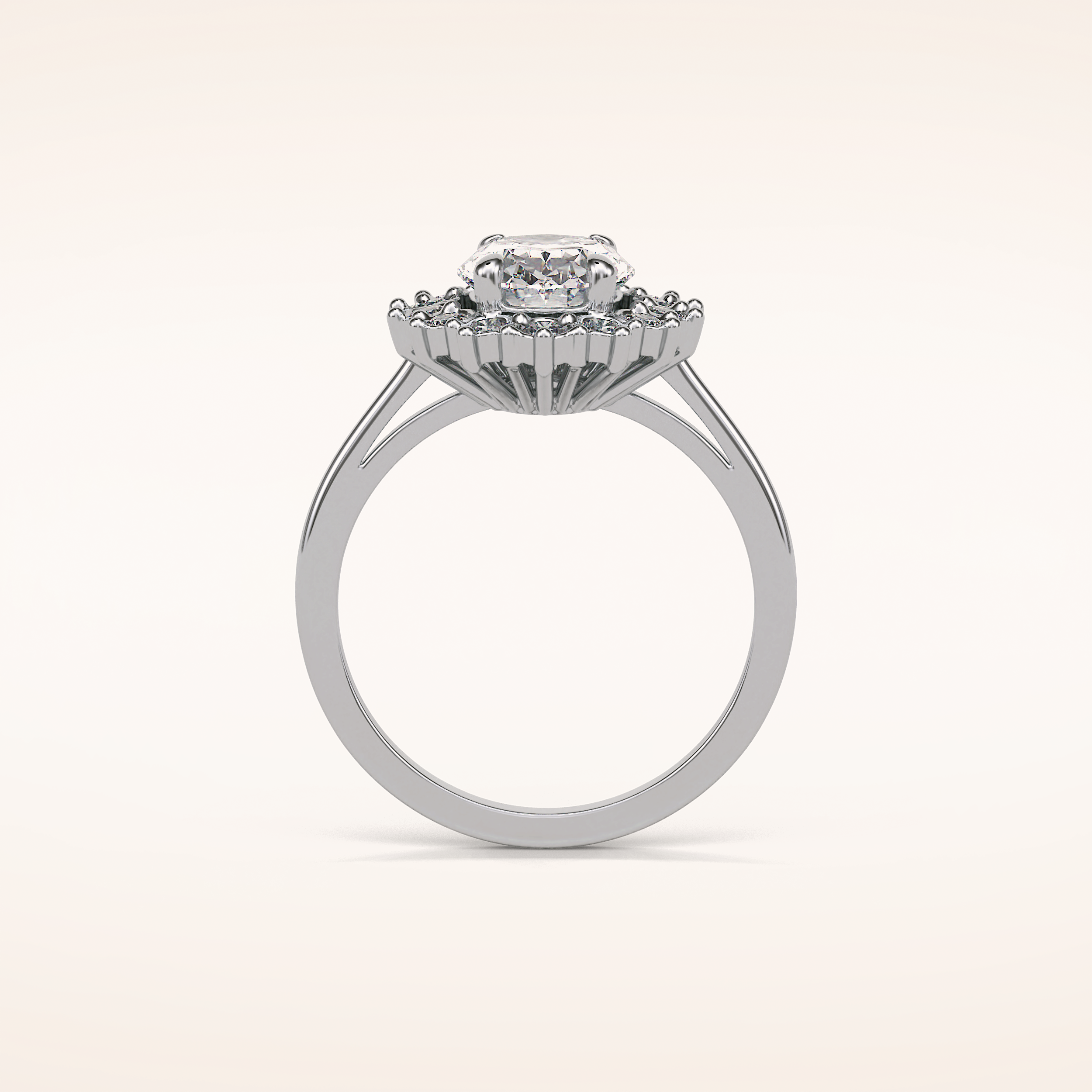 1.91 CT Oval Shaped Cluster Moissanite Engagement Ring