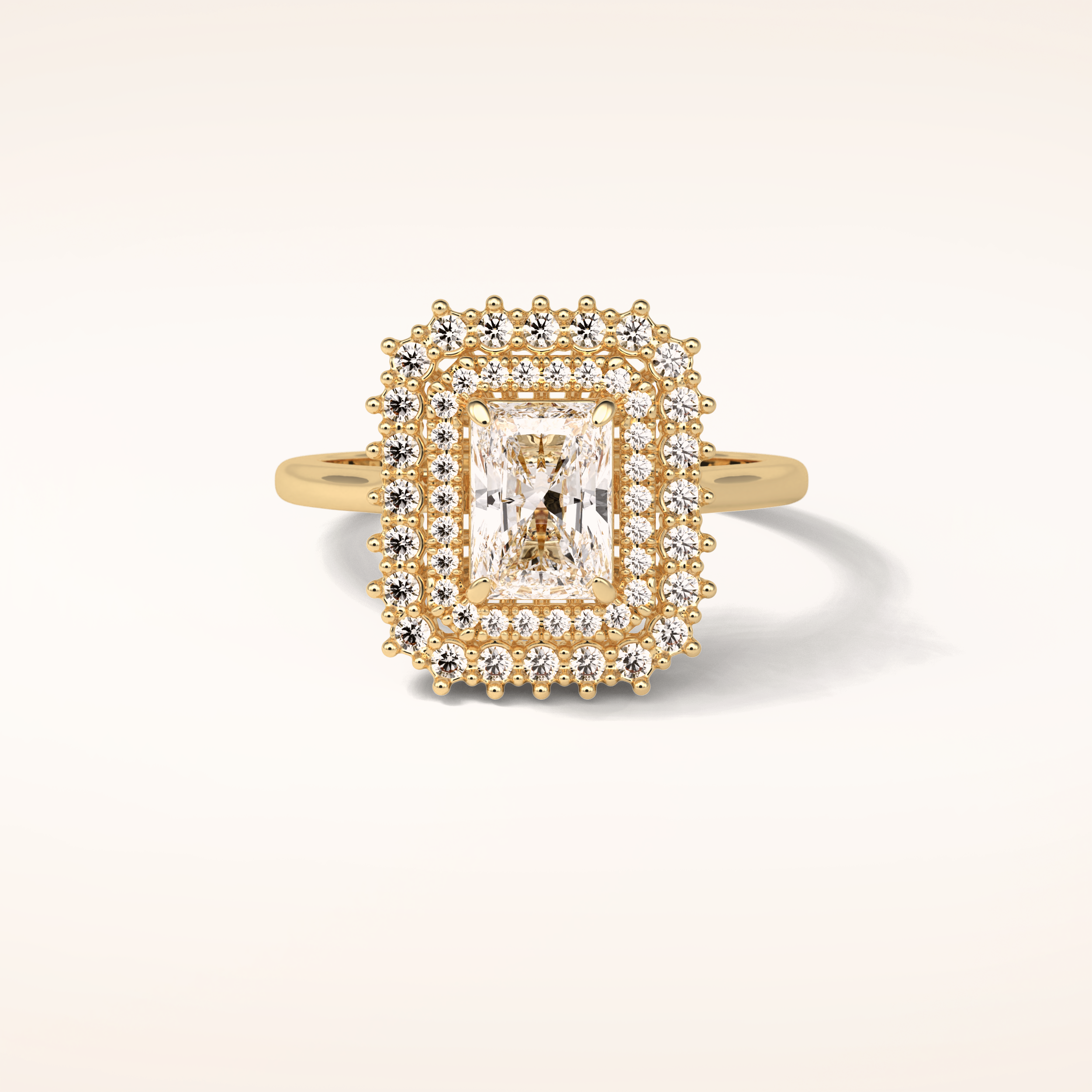 1.05 CT Radiant Shaped Double Halo Moissanite Engagement Ring