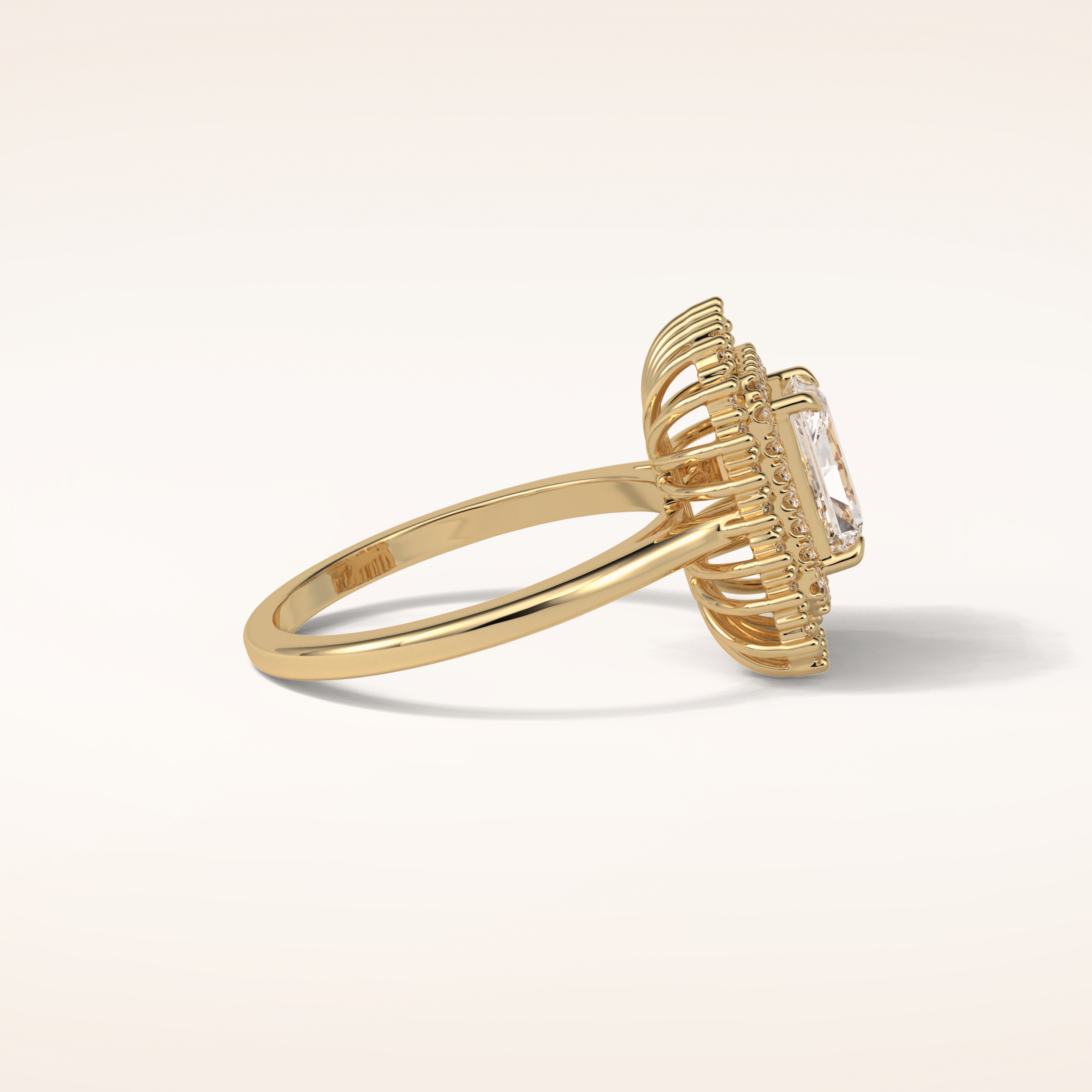 1.05 CT Radiant Shaped Double Halo Moissanite Engagement Ring