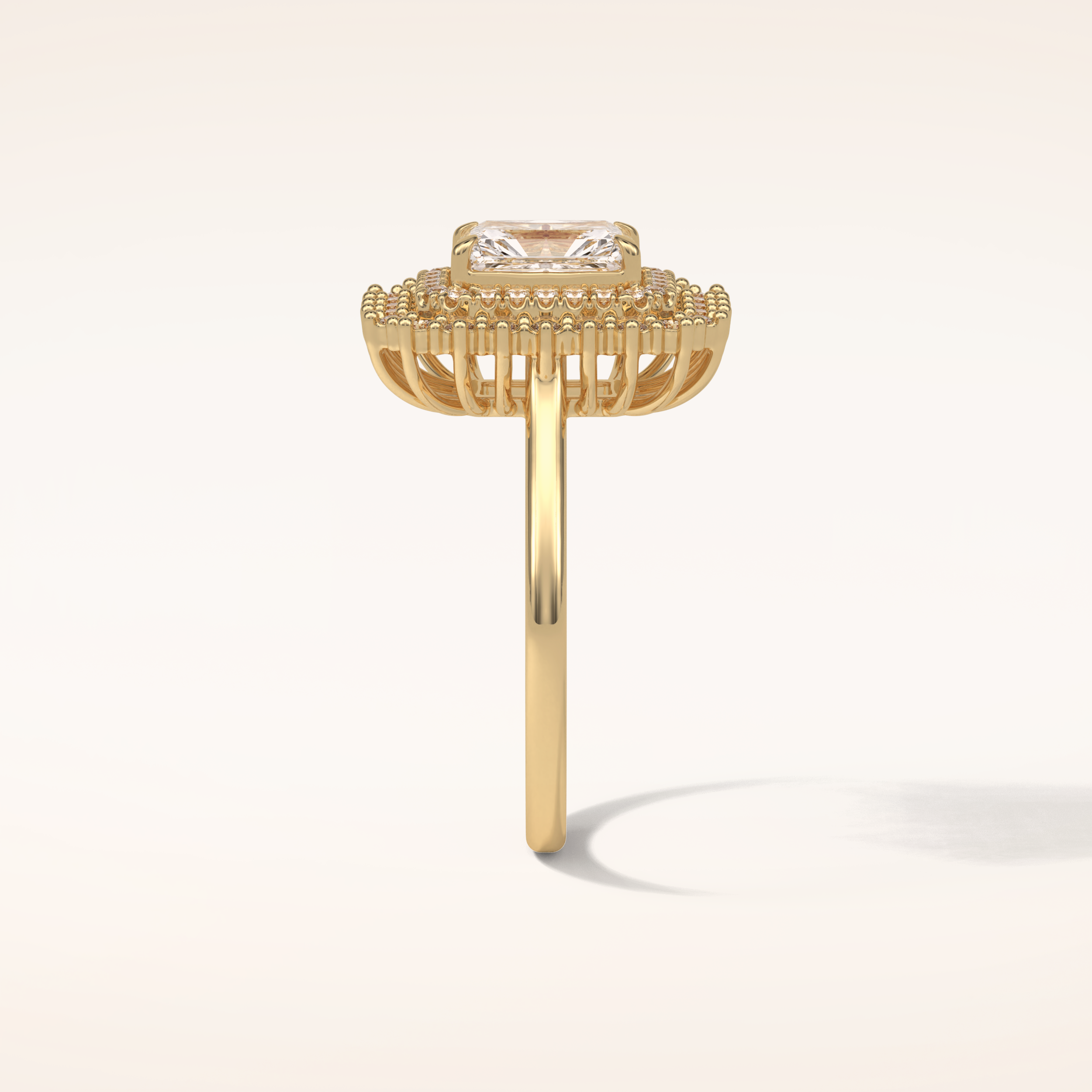 1.05 CT Radiant Shaped Double Halo Moissanite Engagement Ring