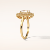 1.05 CT Radiant Shaped Double Halo Moissanite Engagement Ring