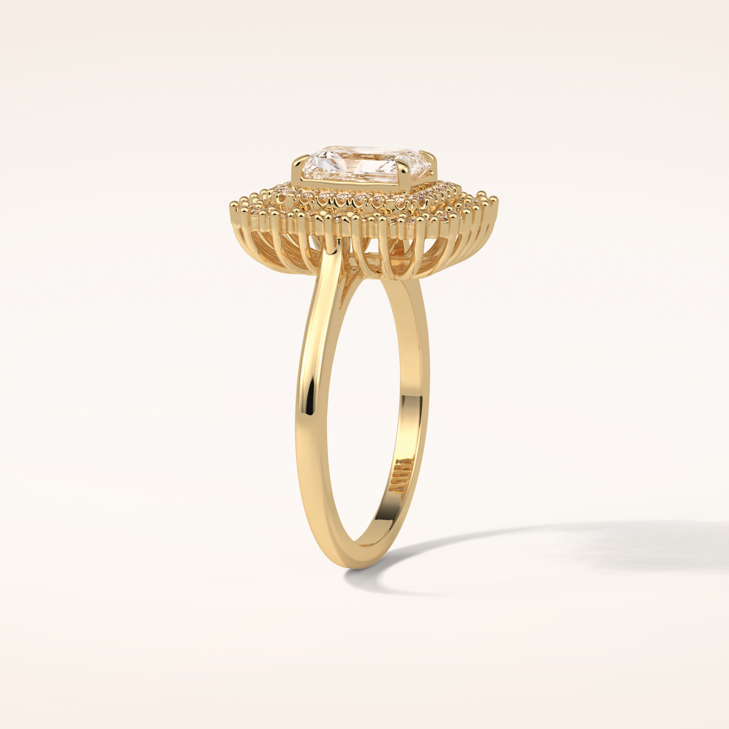 1.05 CT Radiant Shaped Double Halo Moissanite Engagement Ring