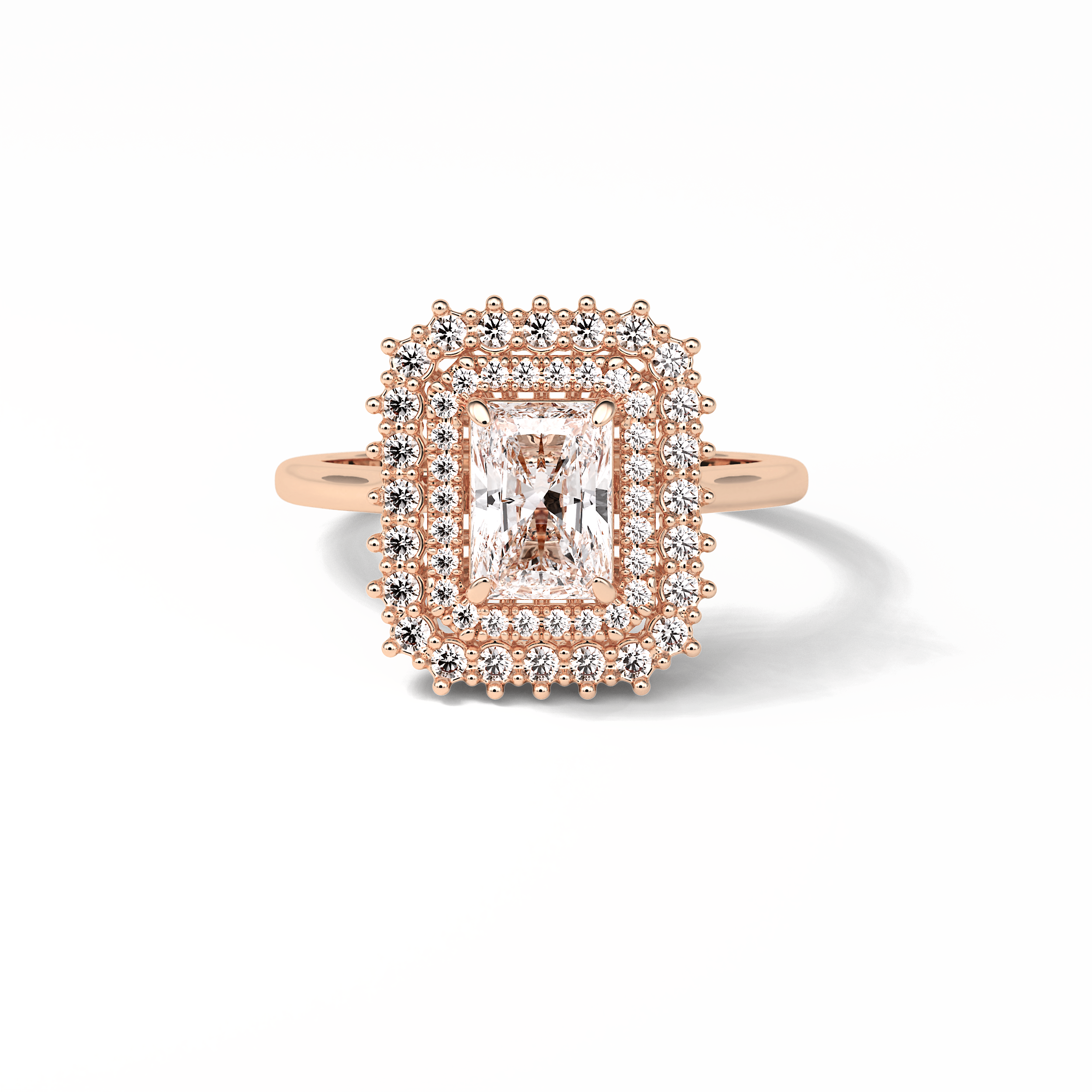 Radiant Double Halo Lab Grown Diamond Engagement Ring