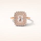 1.05 CT Radiant Shaped Double Halo Moissanite Engagement Ring