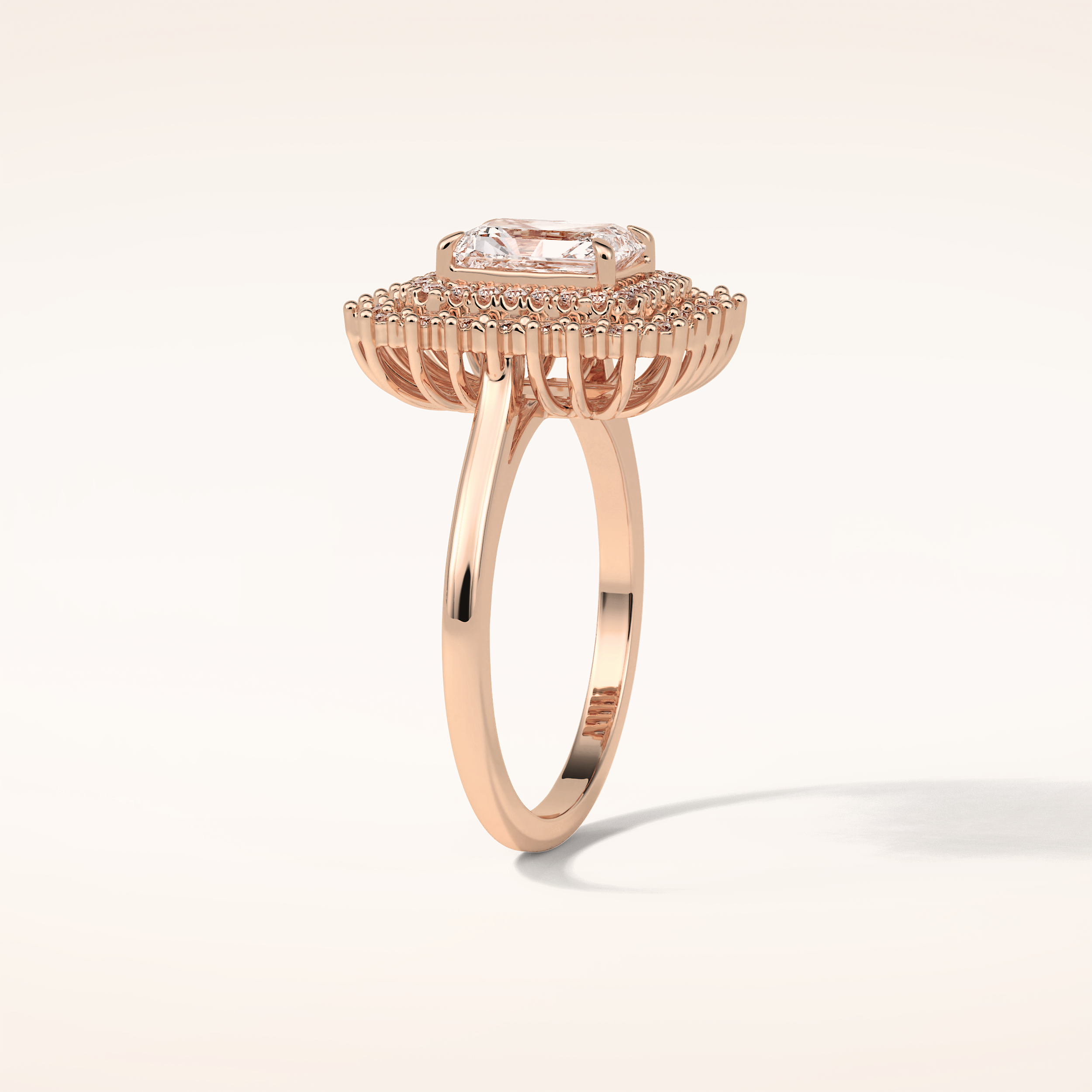 1.05 CT Radiant Shaped Double Halo Moissanite Engagement Ring