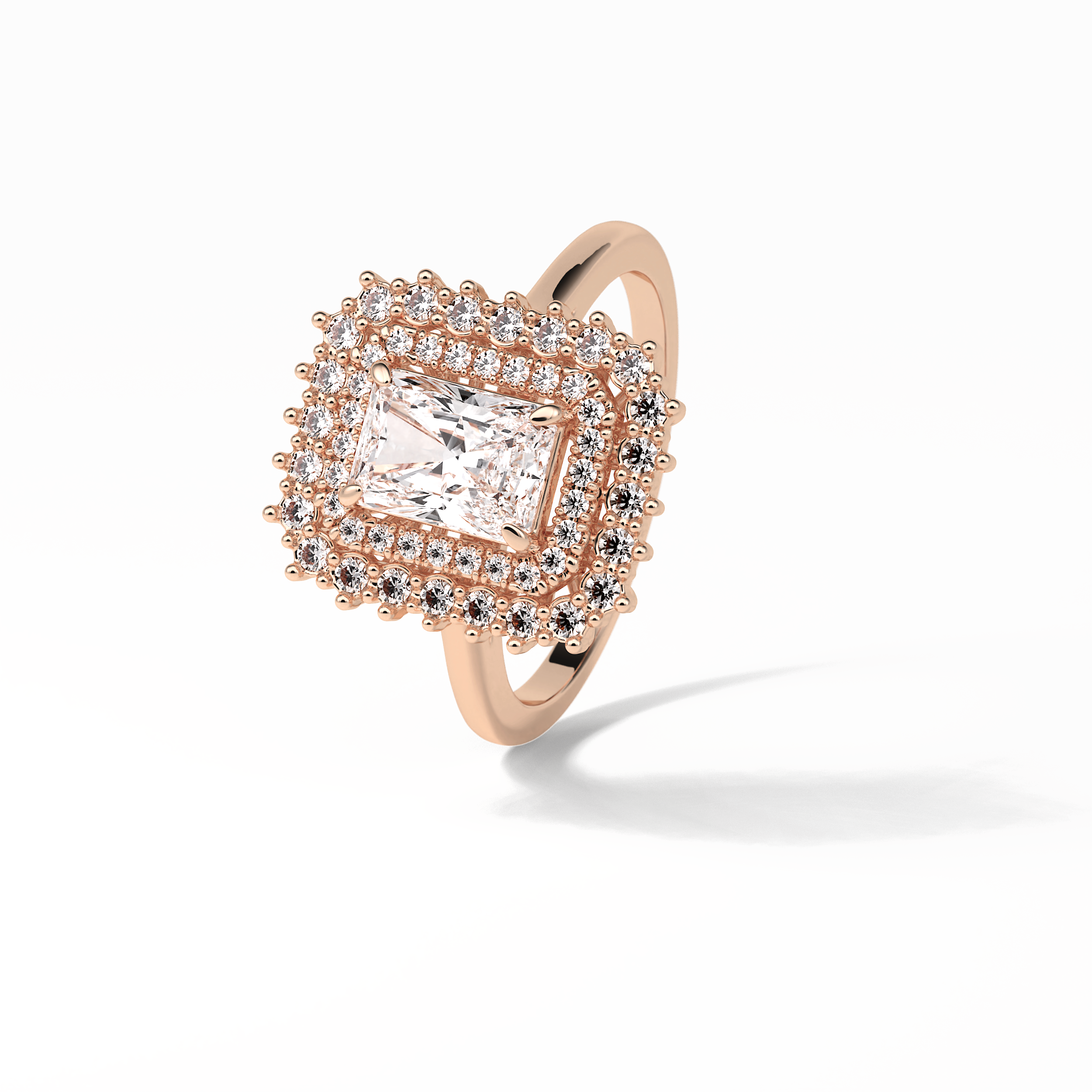 Radiant Double Halo Lab Grown Diamond Engagement Ring