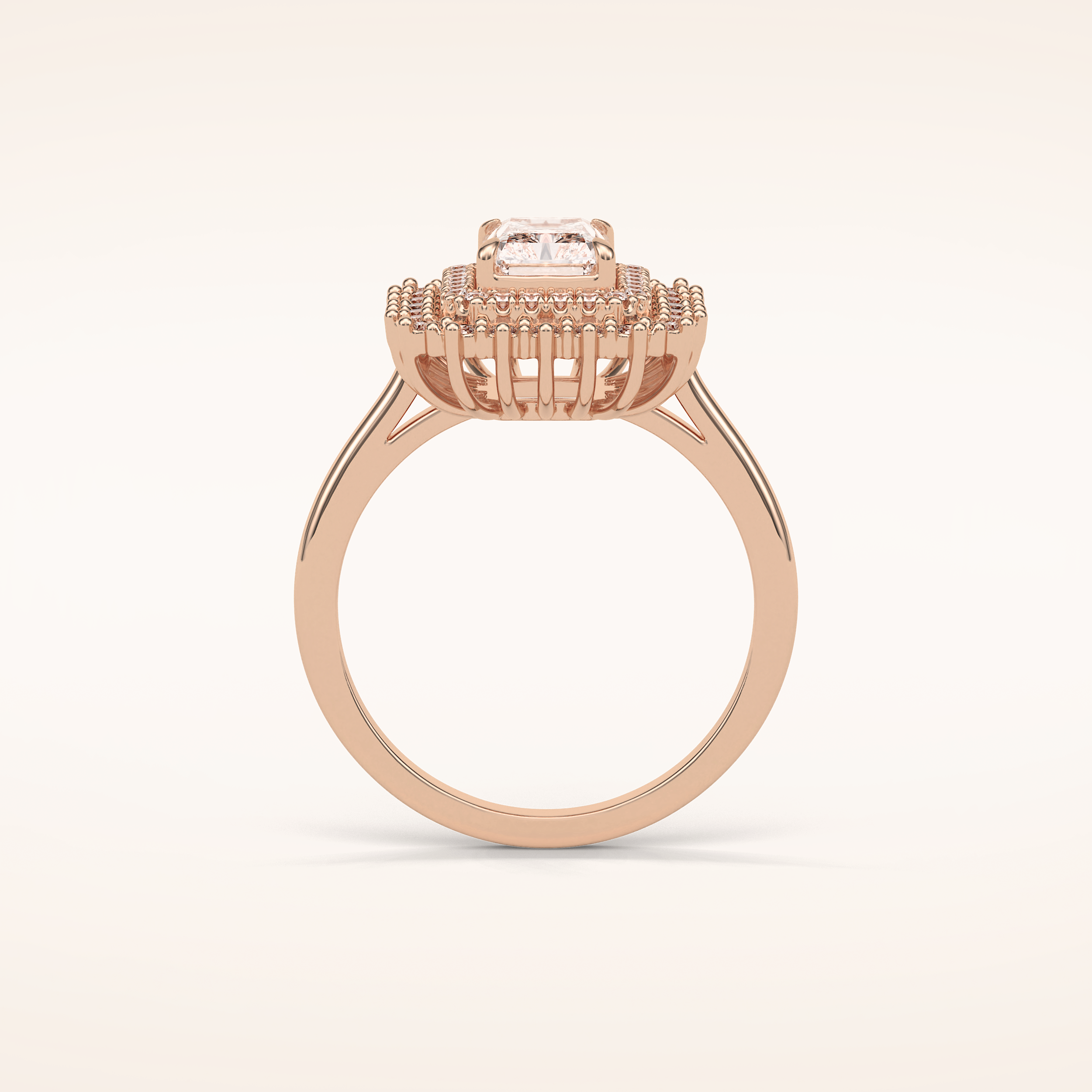 1.05 CT Radiant Shaped Double Halo Moissanite Engagement Ring